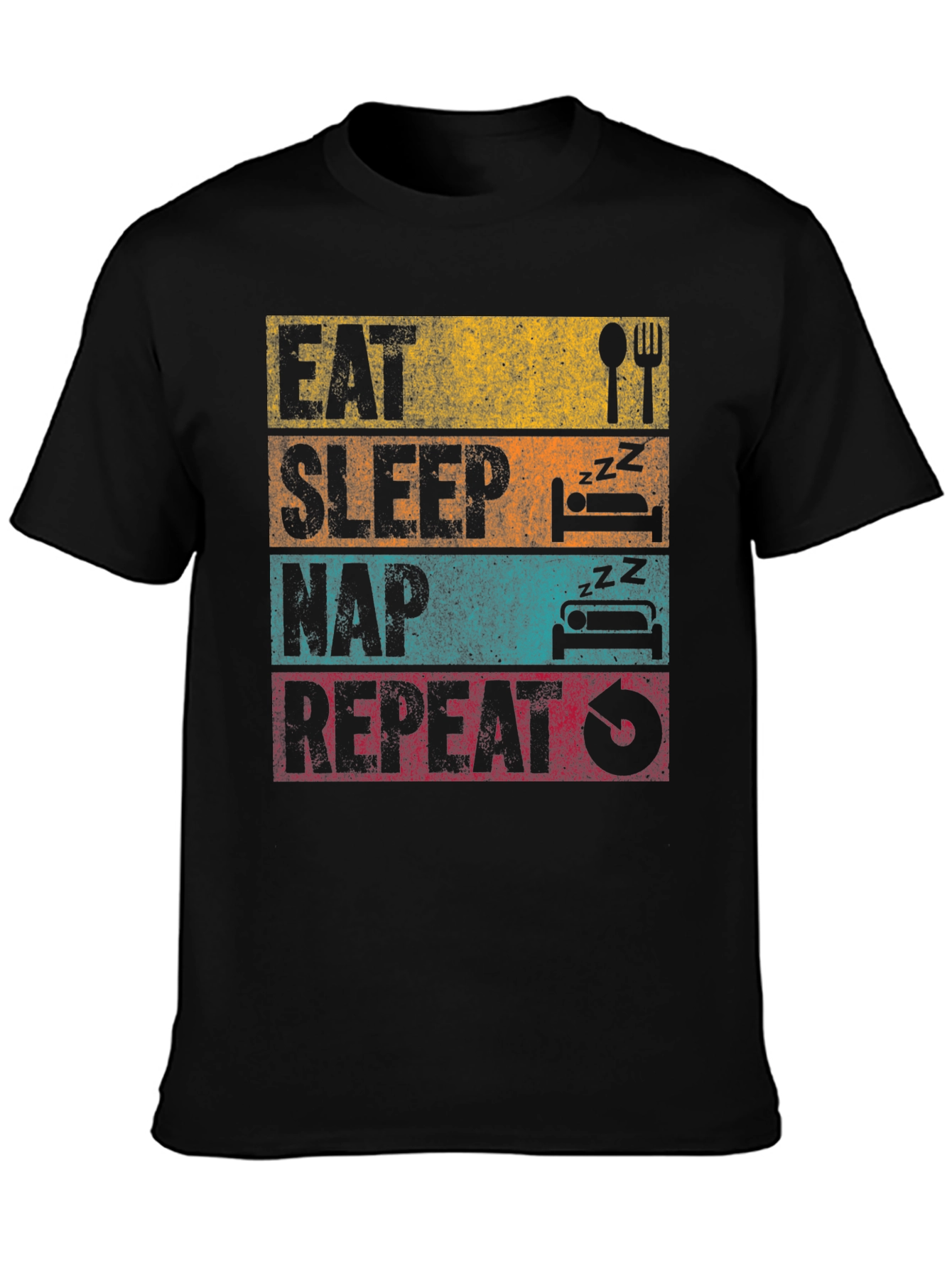Black Eat Sleep Nap Repeat Graphic Tee view 3