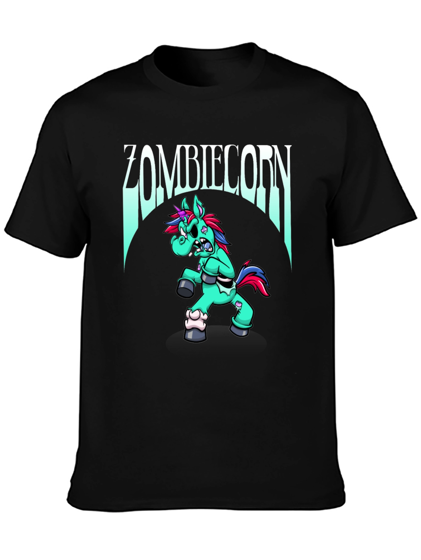 Black Zombiecorn T-Shirt: Unique Graphic Tee view 3