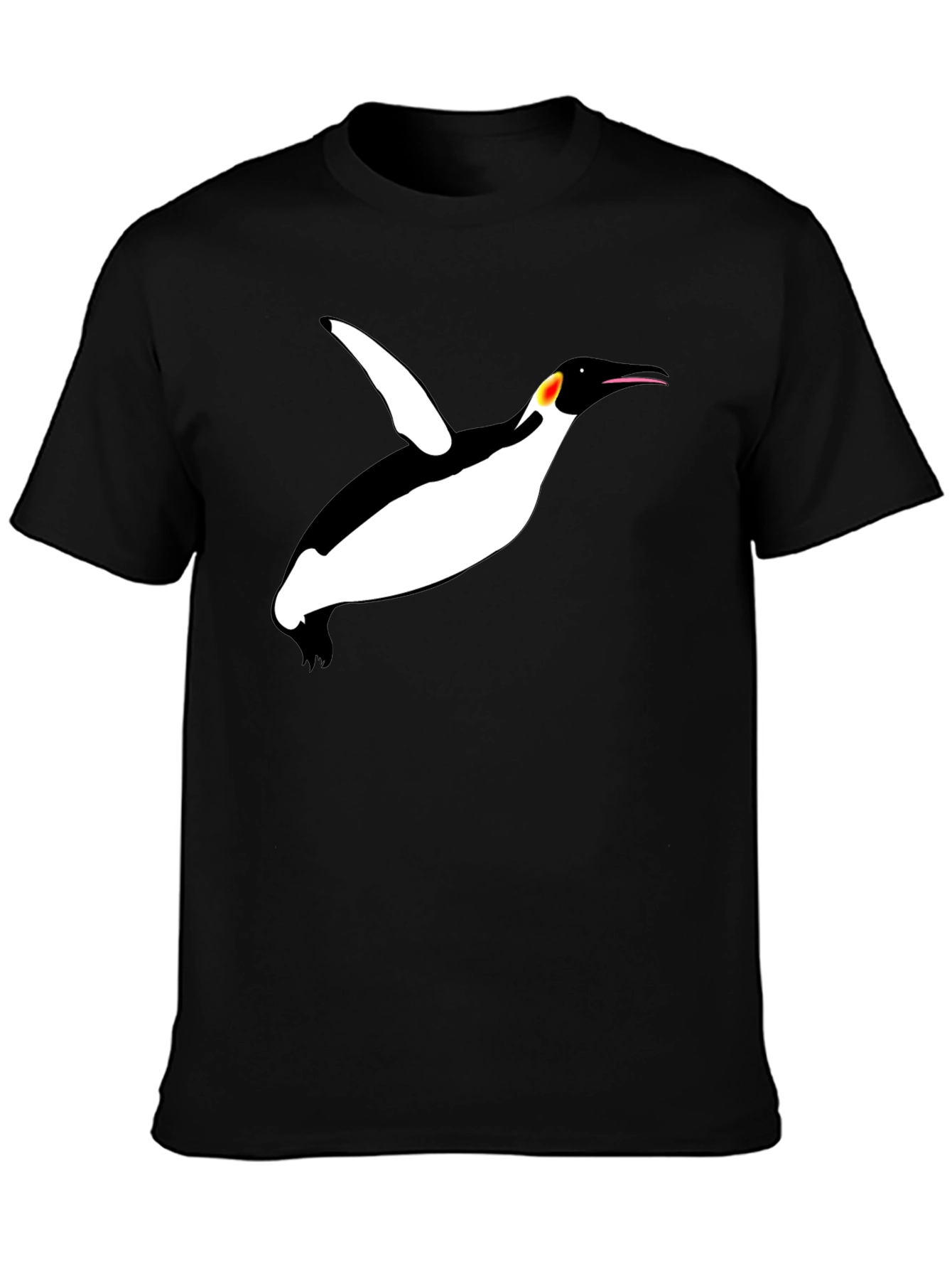 Black Cool Penguin Graphic Black T-Shirt view 3