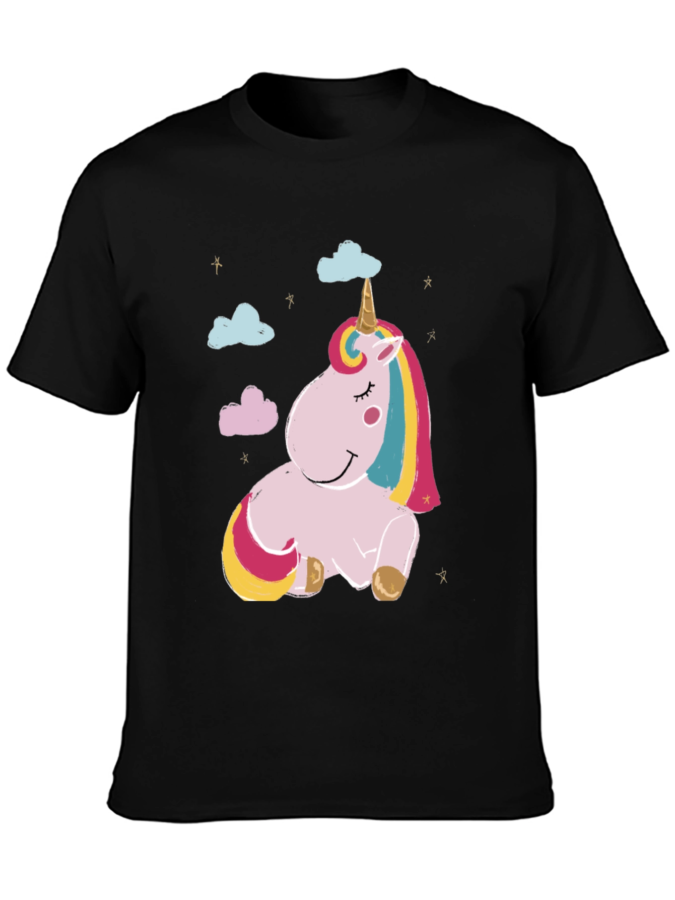 Black Unicorn Graphic Tee - Black Cotton Casual T-Shirt view 3