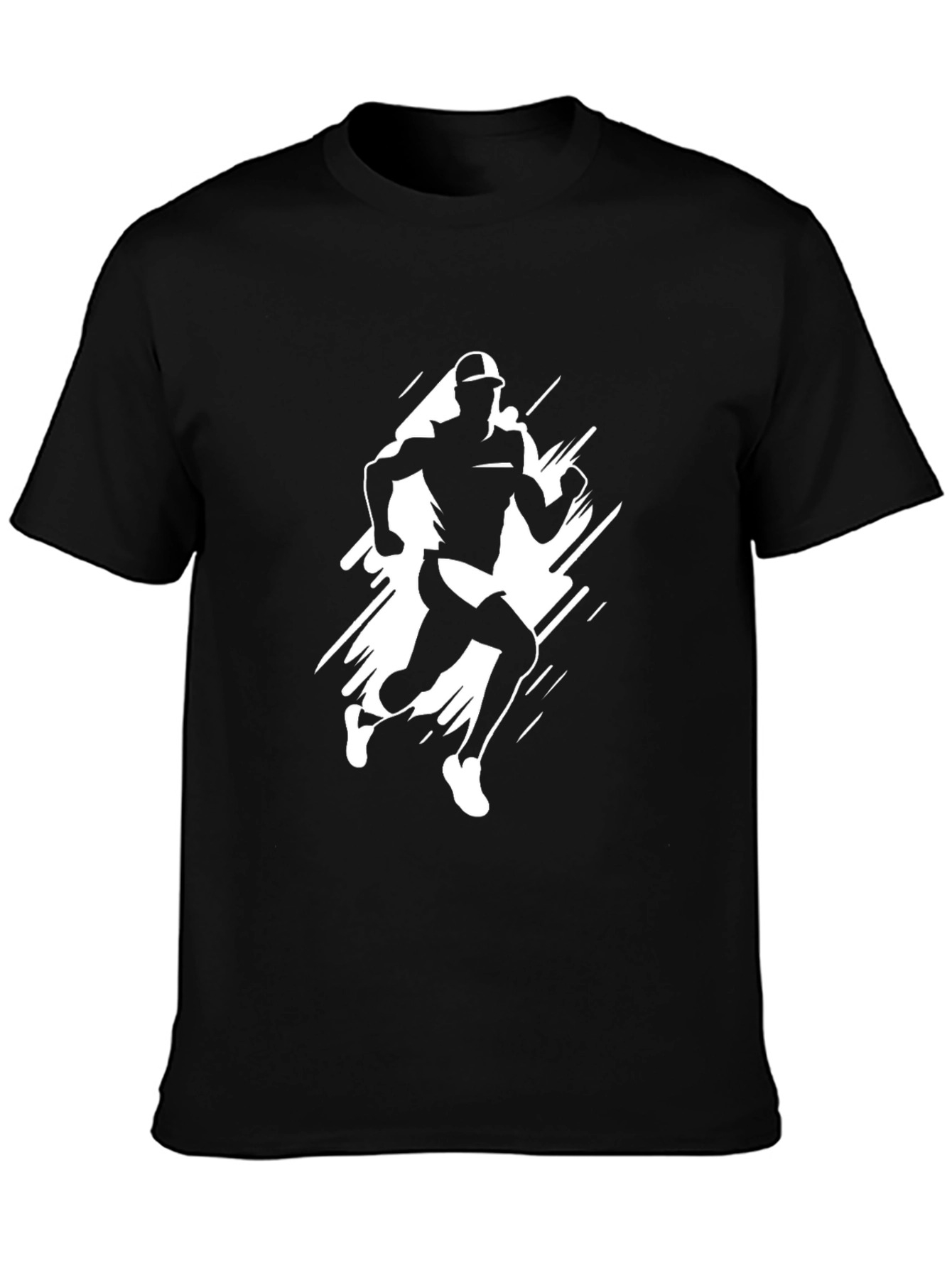 Black Runner Graphic Tee - Black Cotton T-Shirt view 3