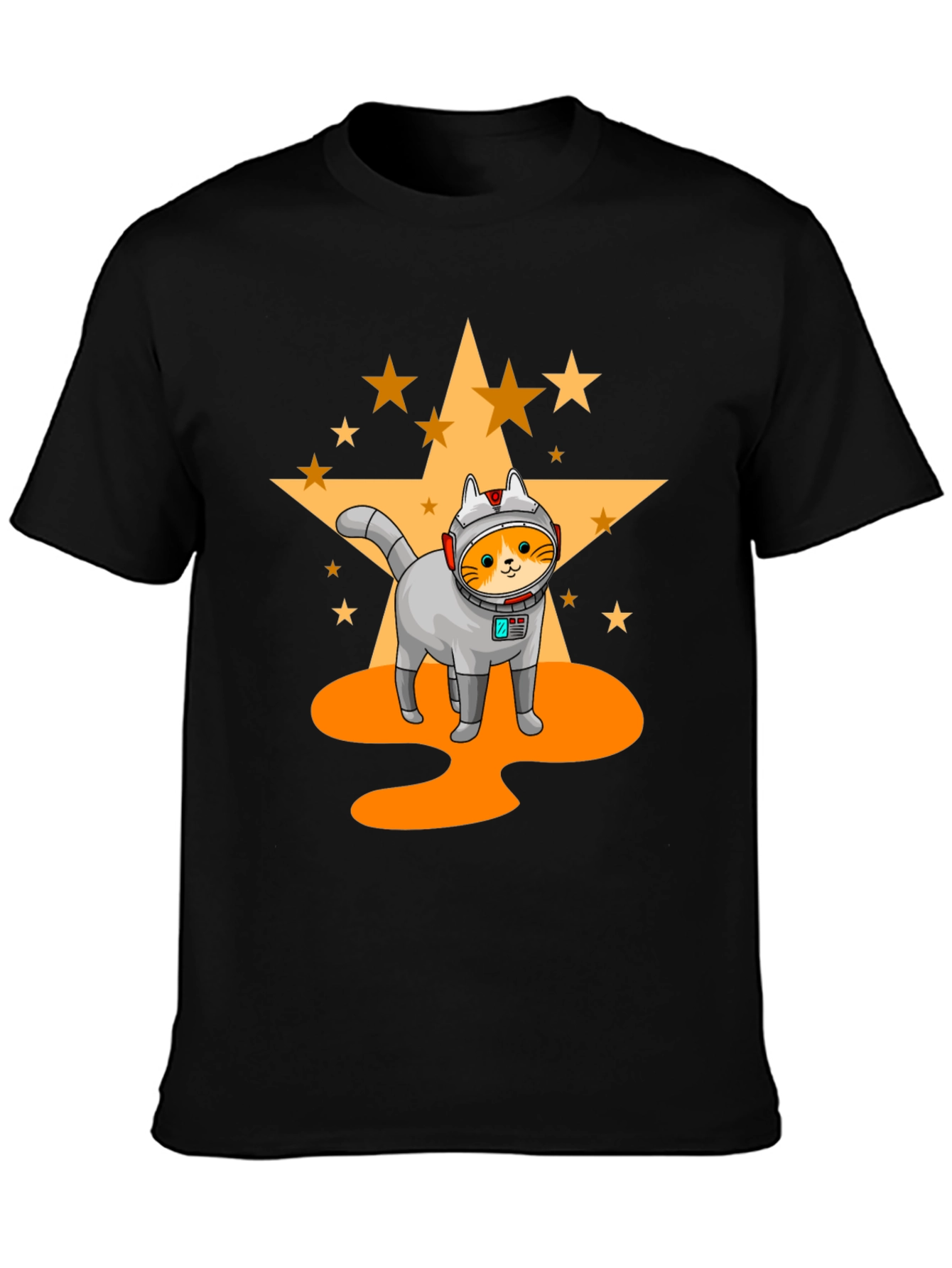 Black Astronaut Cat T-Shirt - Space Adventure view 3