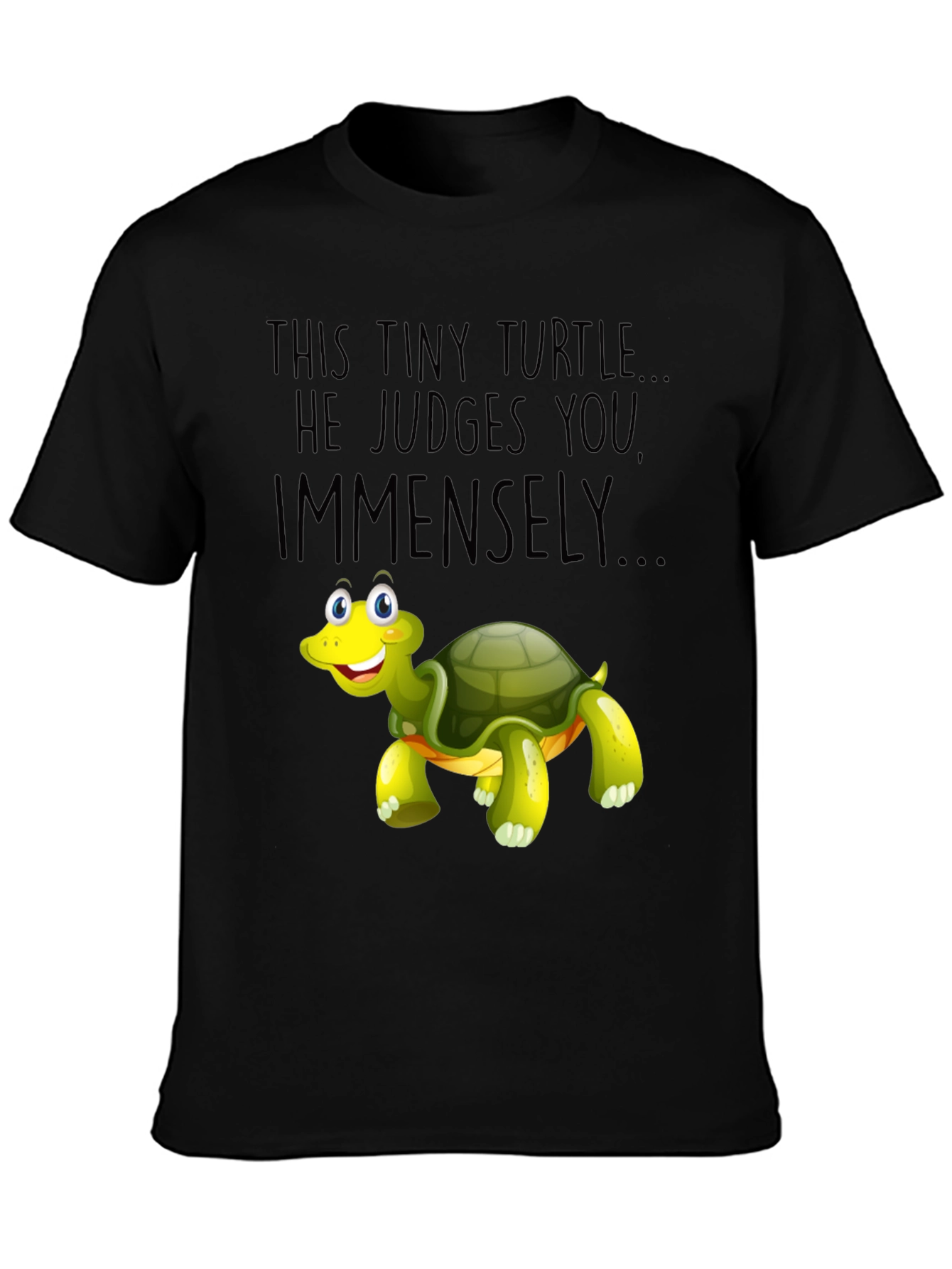 Black Tiny Turtle Judge Graphic T-Shirt view 3