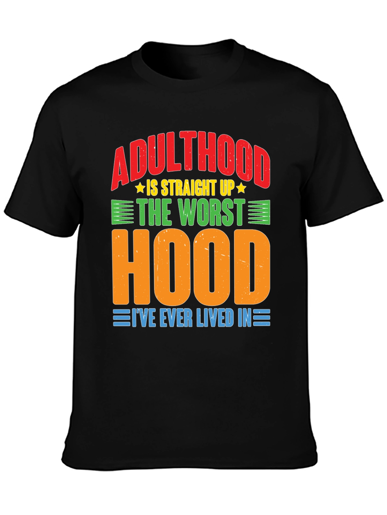 Black Adulthood Worst Hood Graphic T-Shirt view 3