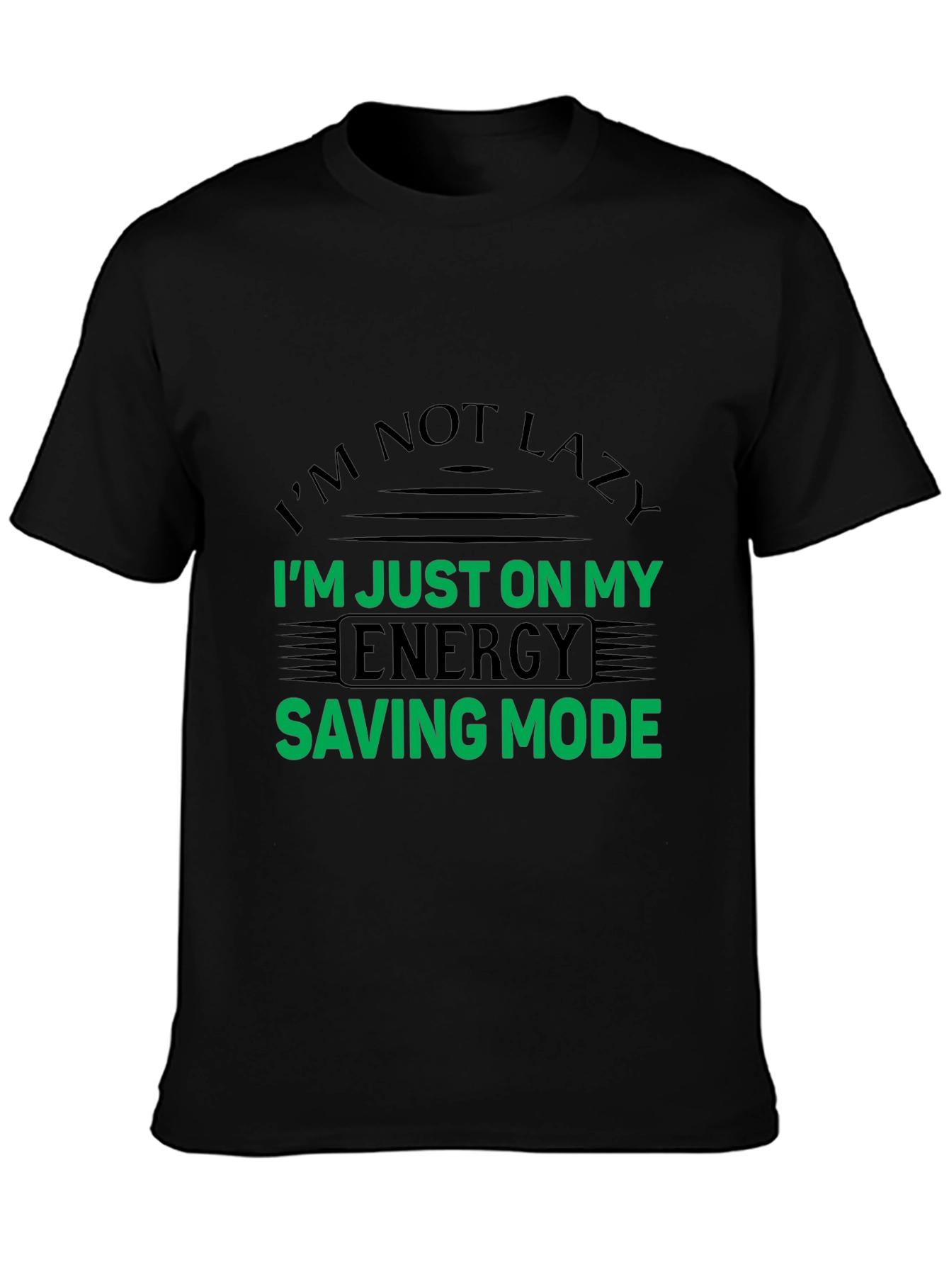 Black Energy Saving Mode Funny T-Shirt view 3