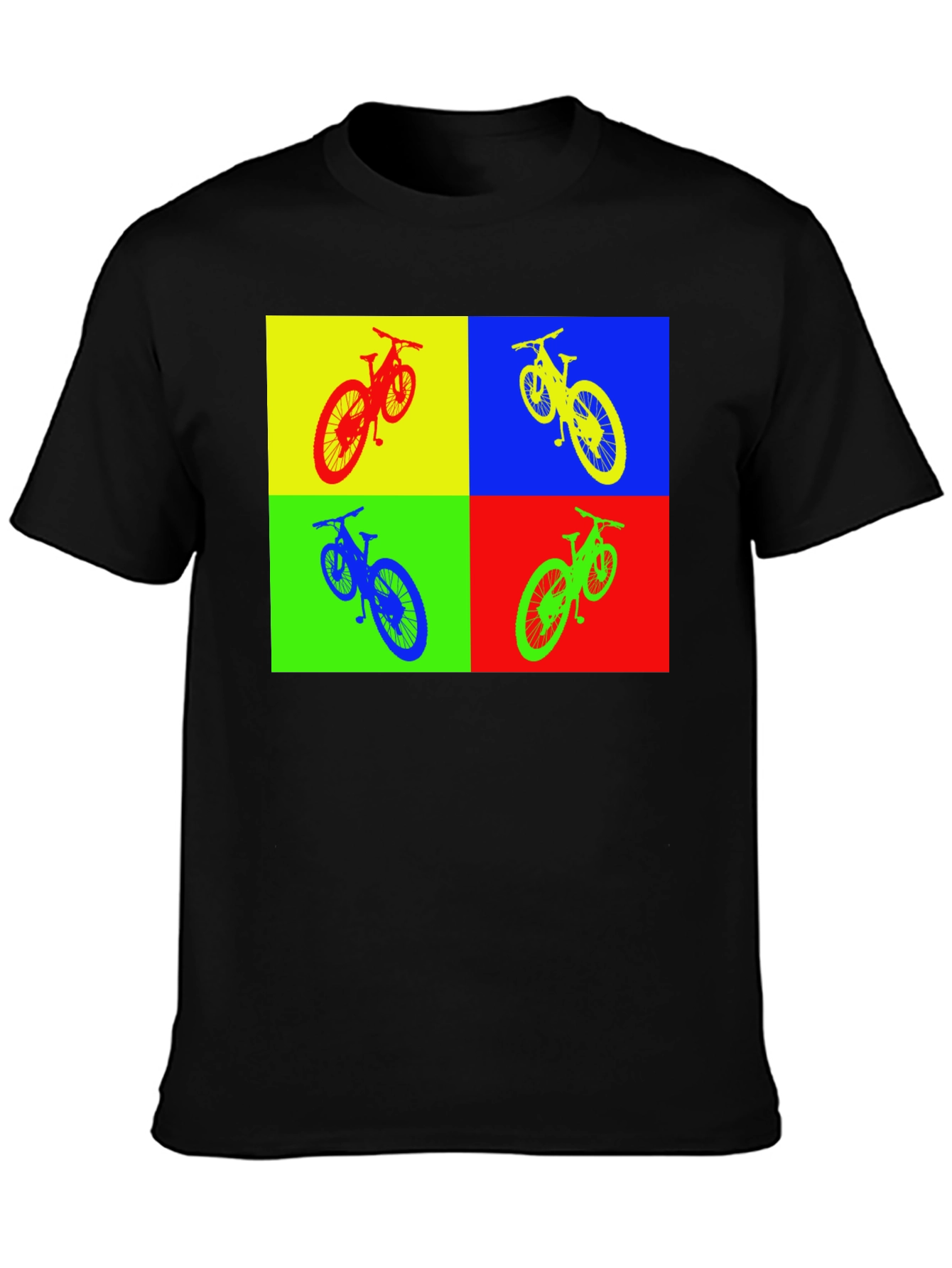 Black Pop Art Bike T-Shirt - Colorful Cycling Tee view 3