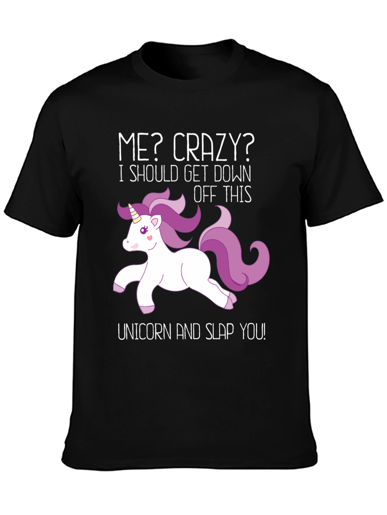 Black Me? Crazy Unicorn Graphic T-Shirt - Funny Novelty Tee view 3