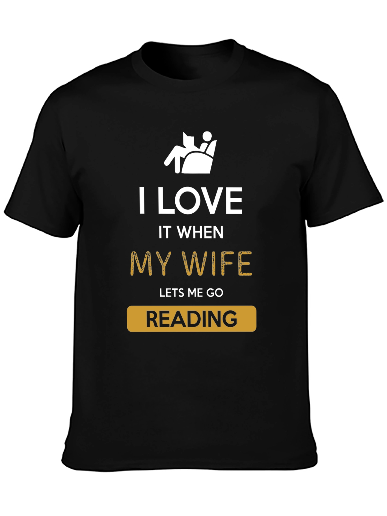 Black Funny Reading T-Shirt - I Love My Wife view 3