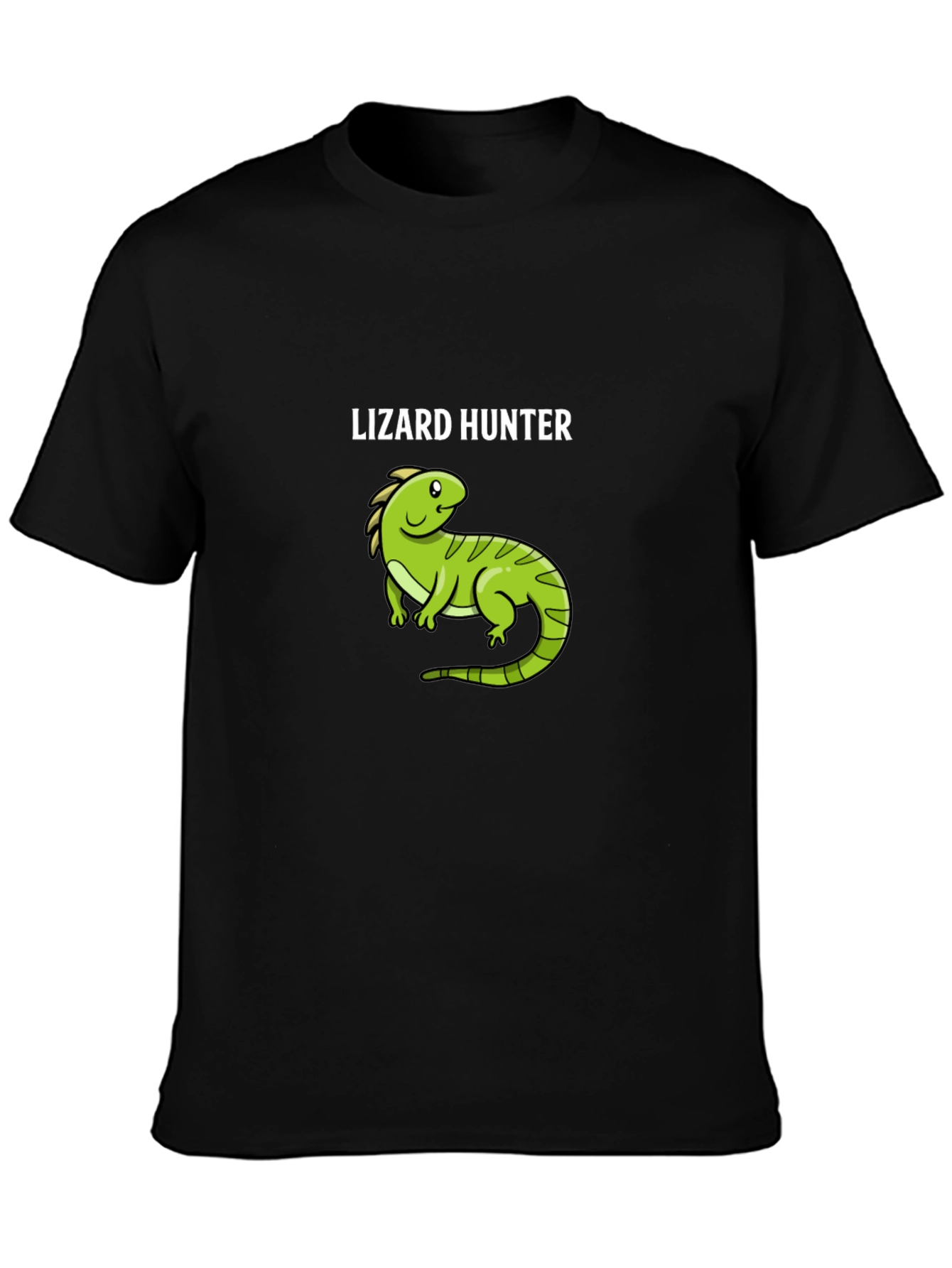 Black Lizard Hunter Graphic T-Shirt - Black Cotton Tee view 3