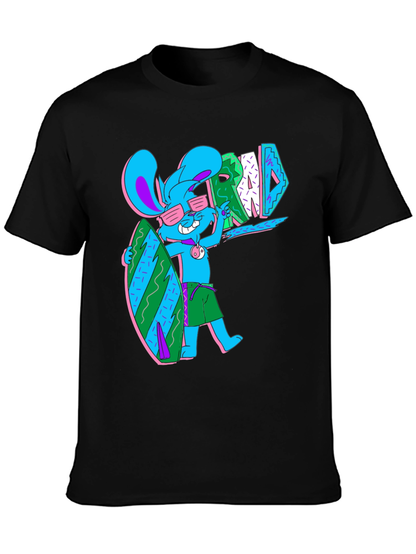 Black Surf Bunny T-Shirt - Rad Summer Vibes view 3