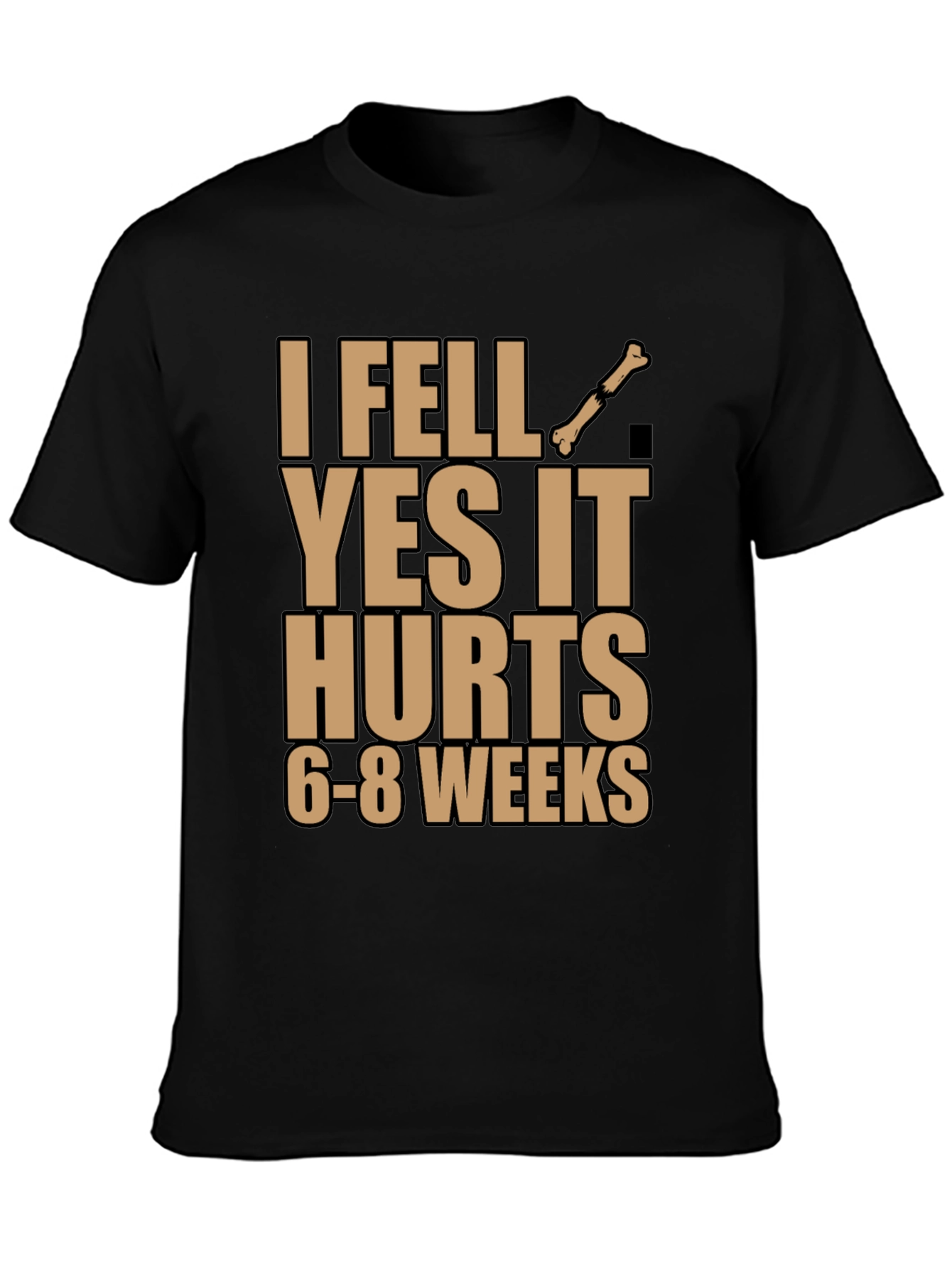 Black I Fell Bone Humor Black T-Shirt view 3