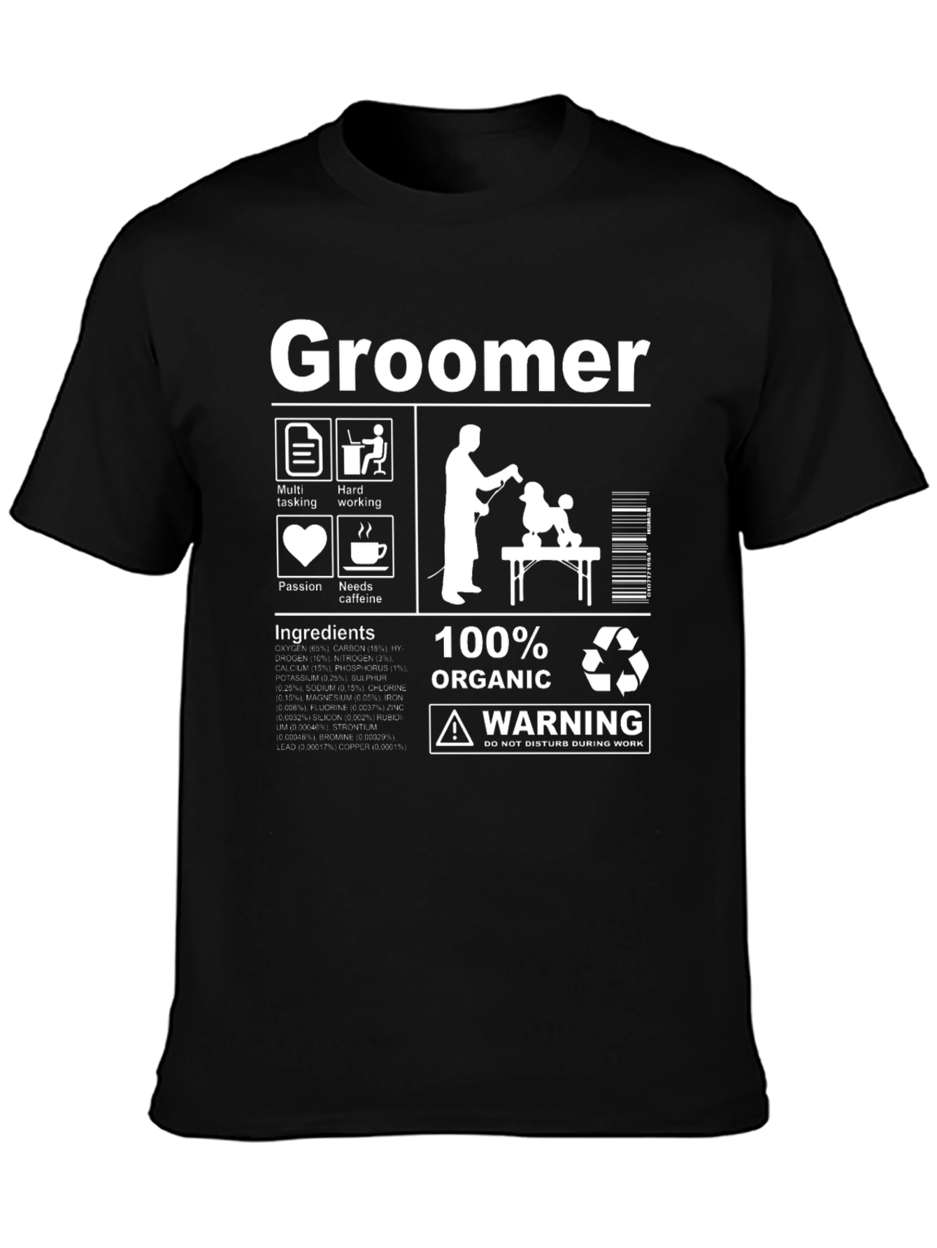 Black Funny Groomer T-Shirt view 3