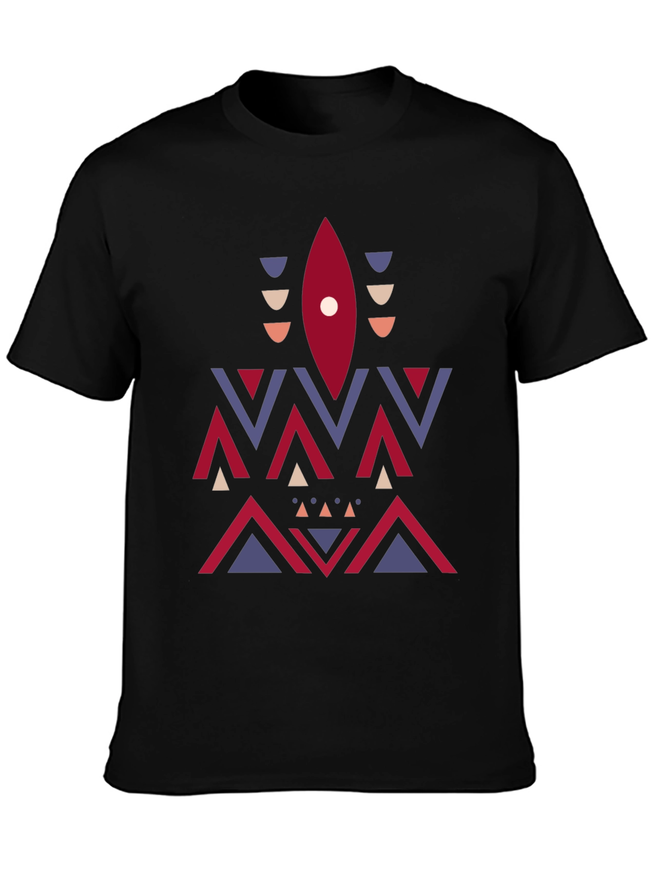 Black Geometric Aztec Print Tee - Stylish Men's Black T-Shirt view 3
