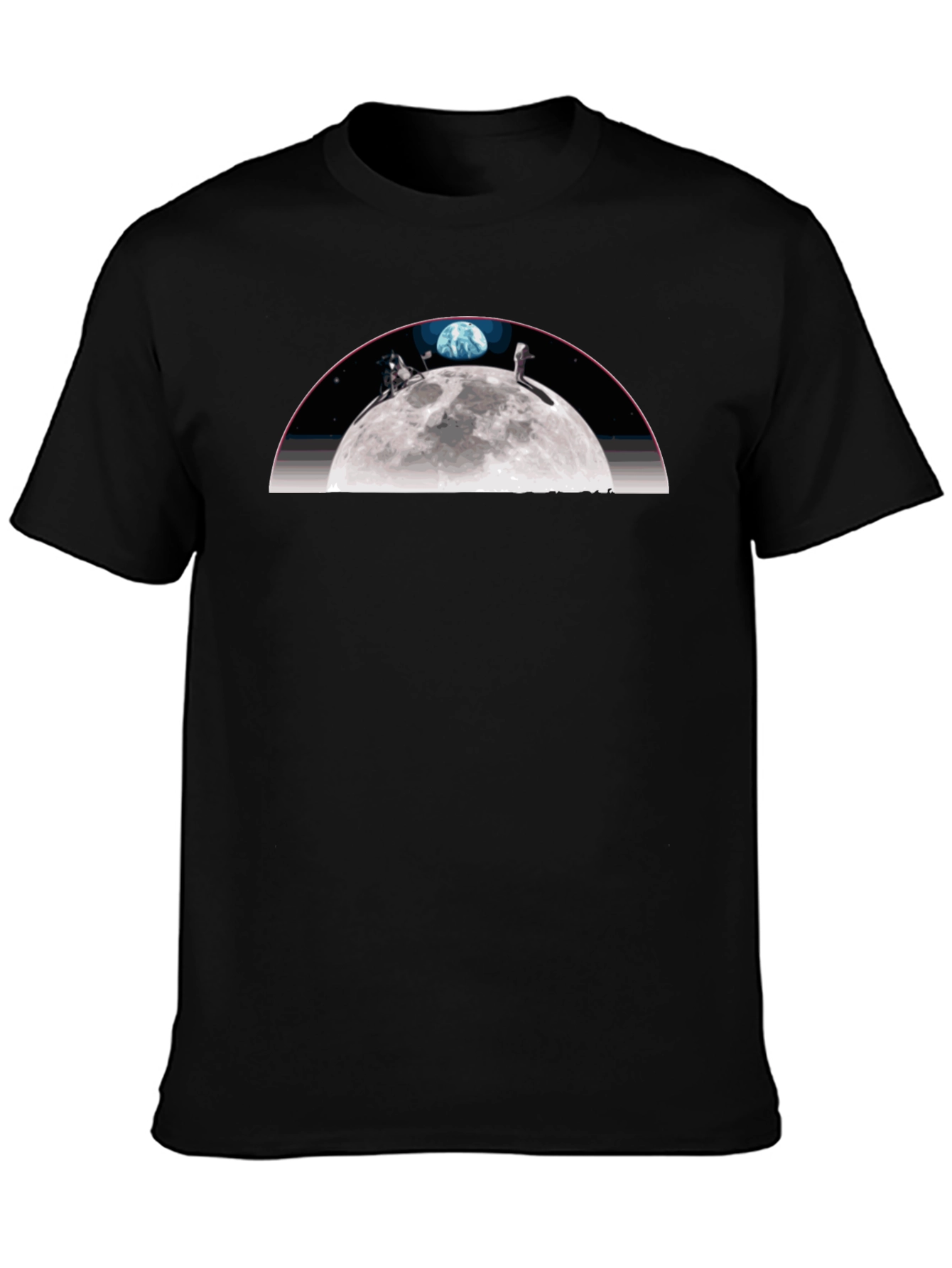 Black Moon Landing Graphic Tee - Black Crew Neck T-Shirt view 3