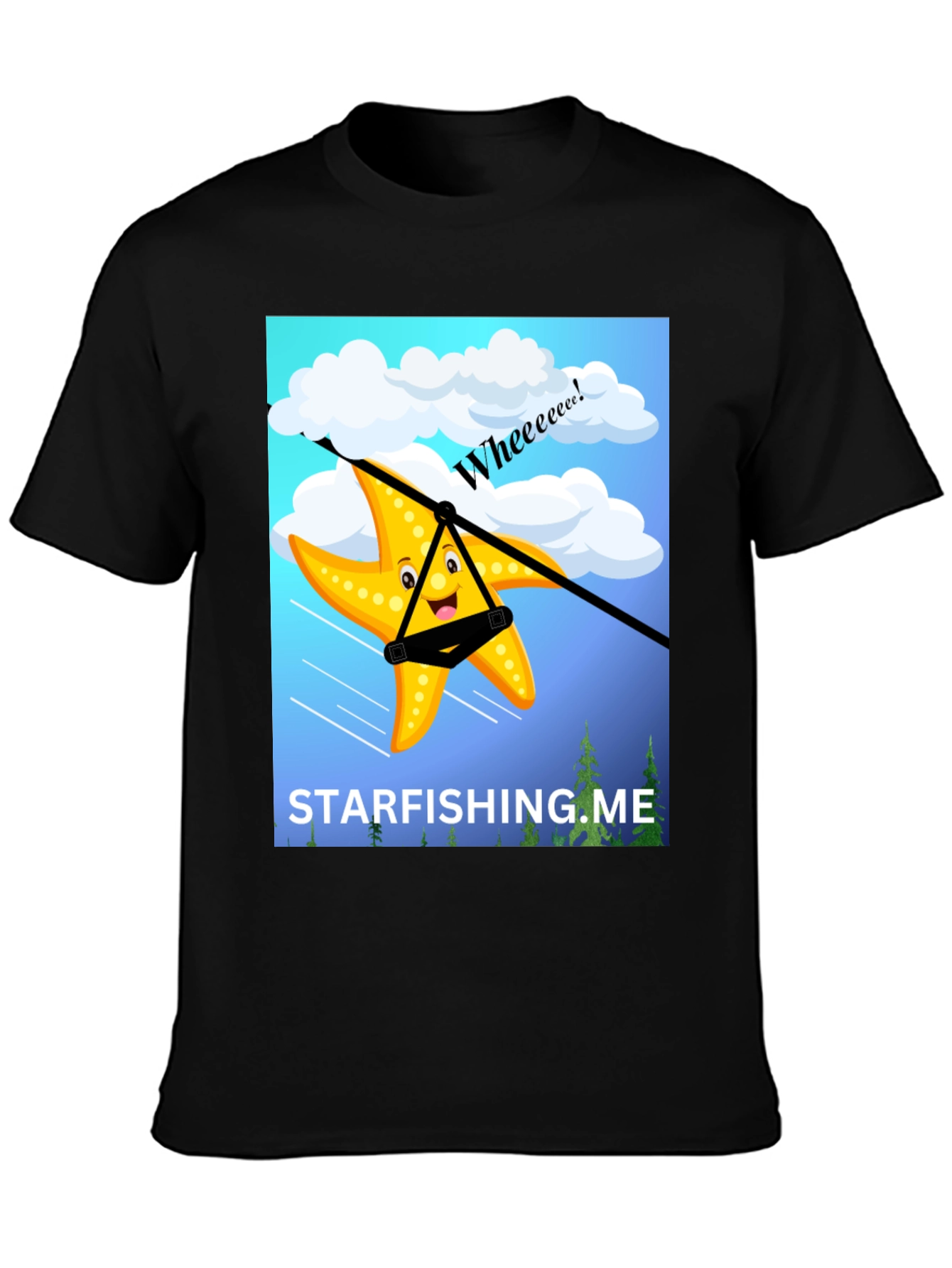 Black Starfishing.me Ziplining Starfish Graphic Tee view 3