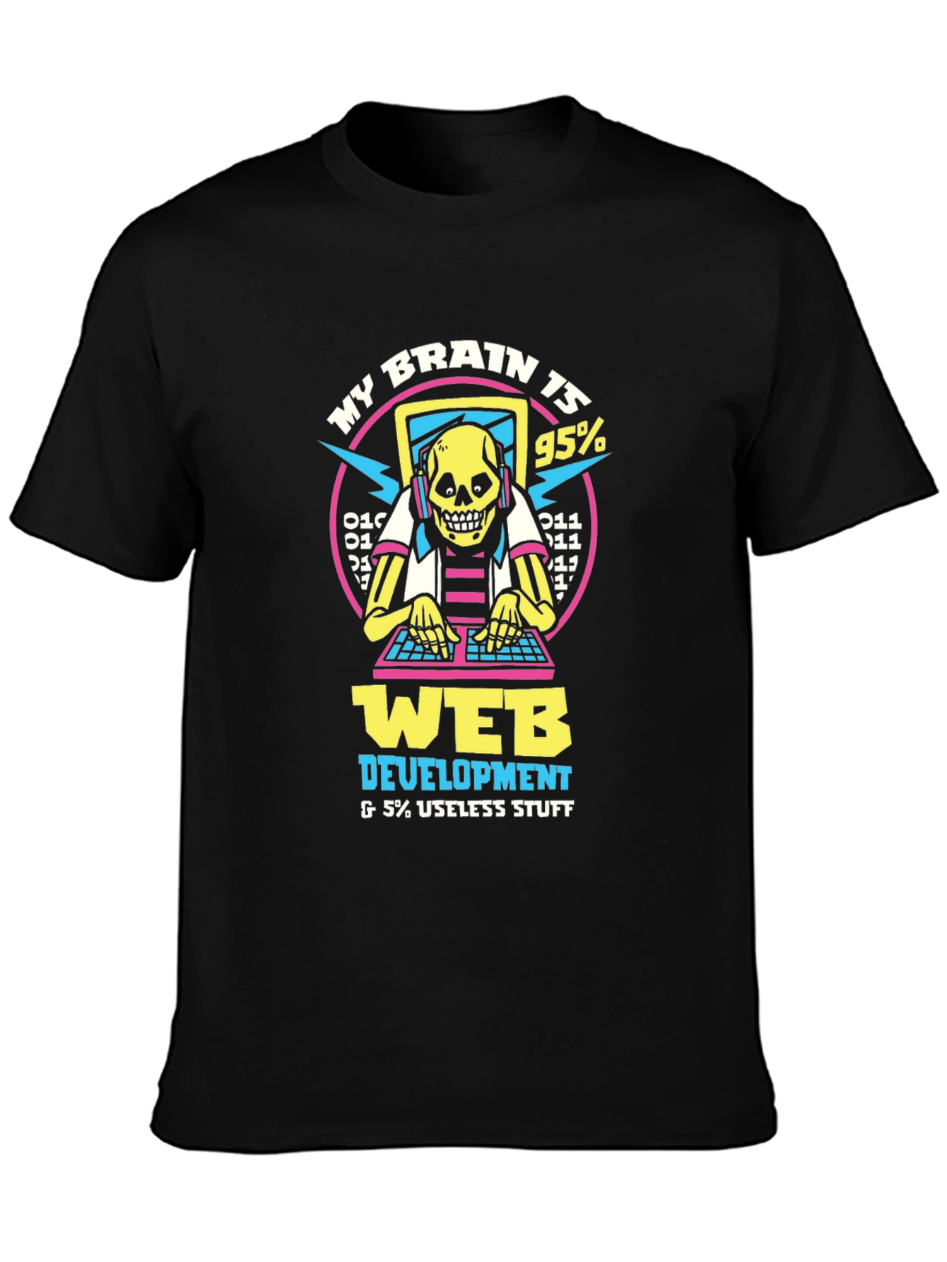 Black Web Developer Brain T-Shirt - Coding Humor Apparel view 3