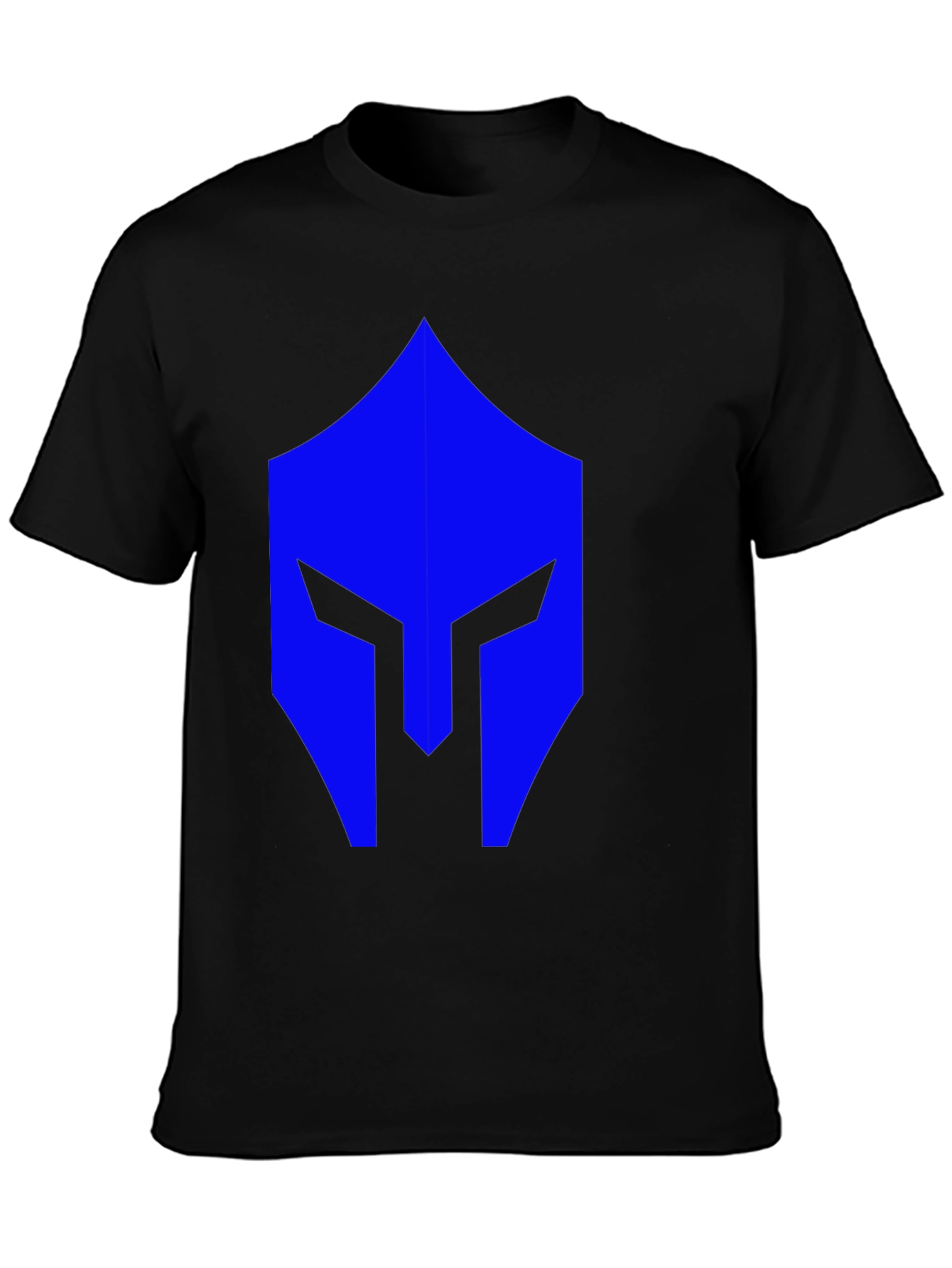Black Blue Spartan Helmet Graphic Black T-Shirt view 3