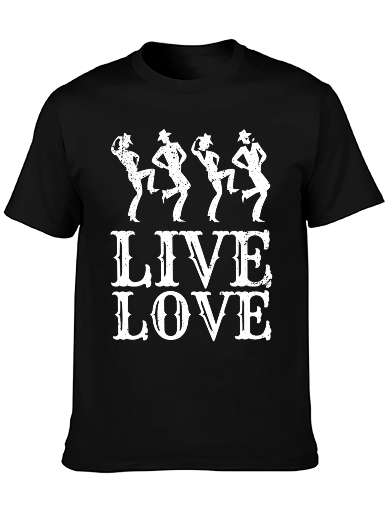 Black Live Love Line Dance T-Shirt - Cotton Blend, Short Sleeve view 3