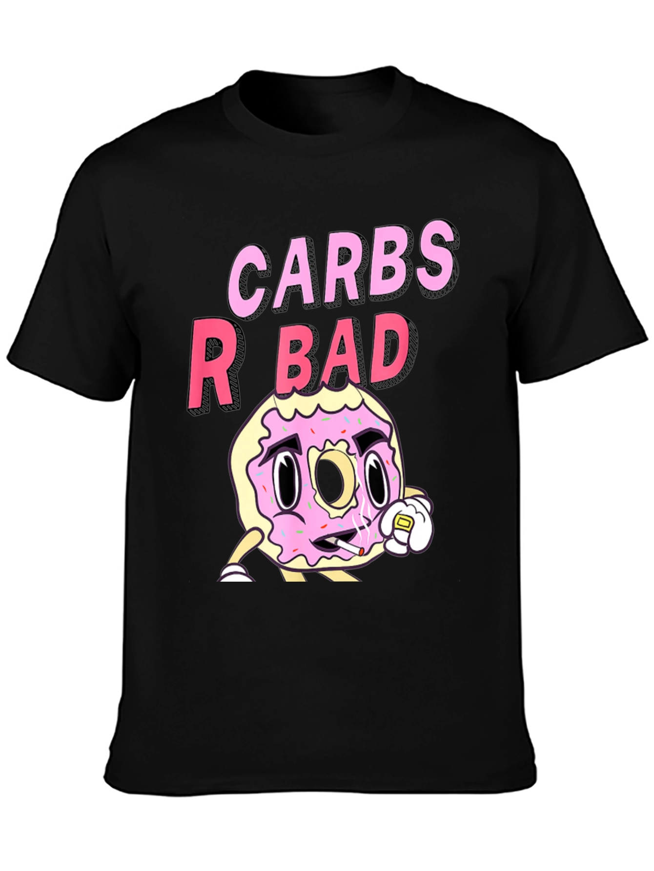 Black Carbs R Bad T-Shirt Funny Donut Design view 3