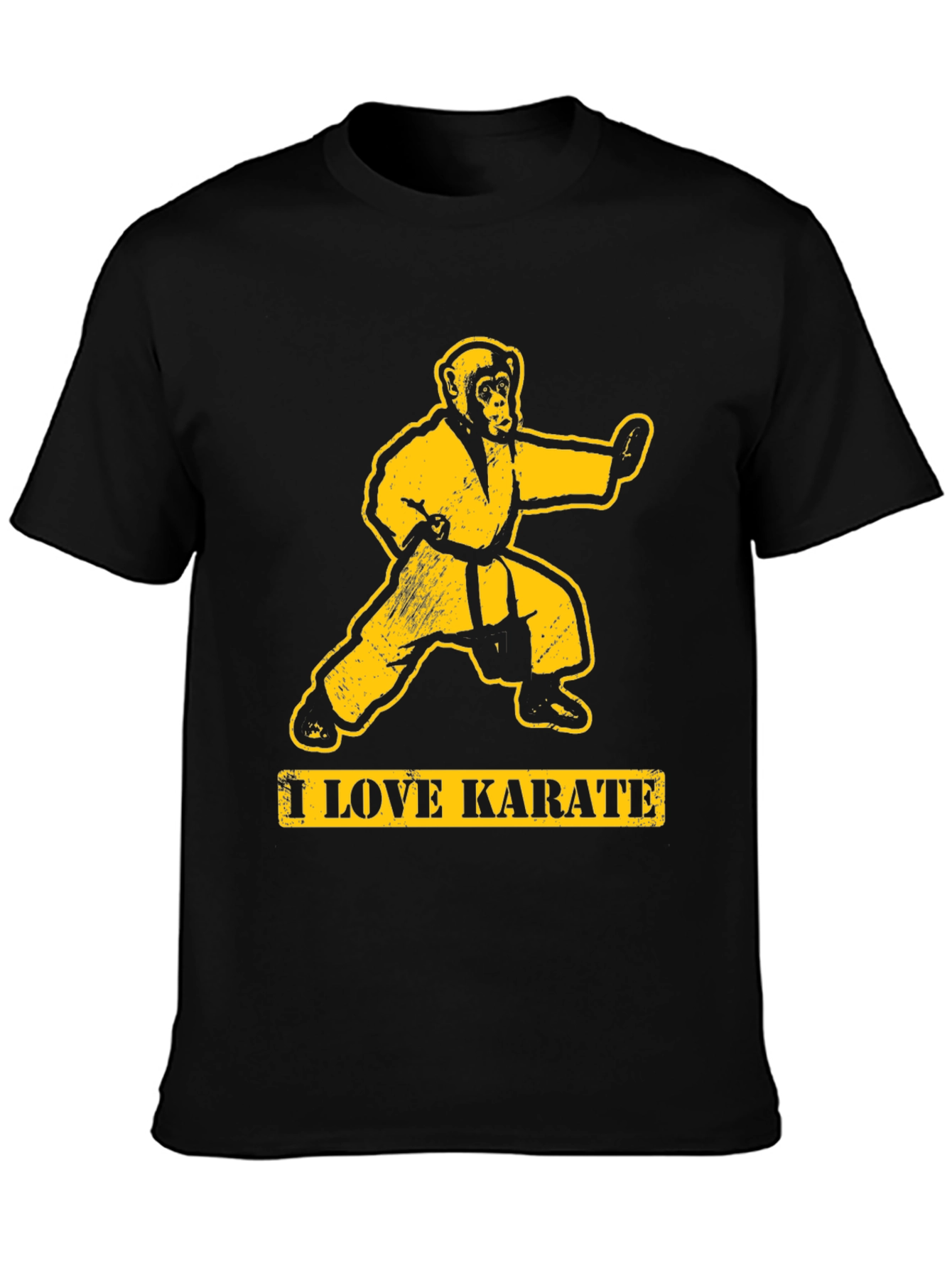 Black I Love Karate Monkey Graphic T-Shirt view 3