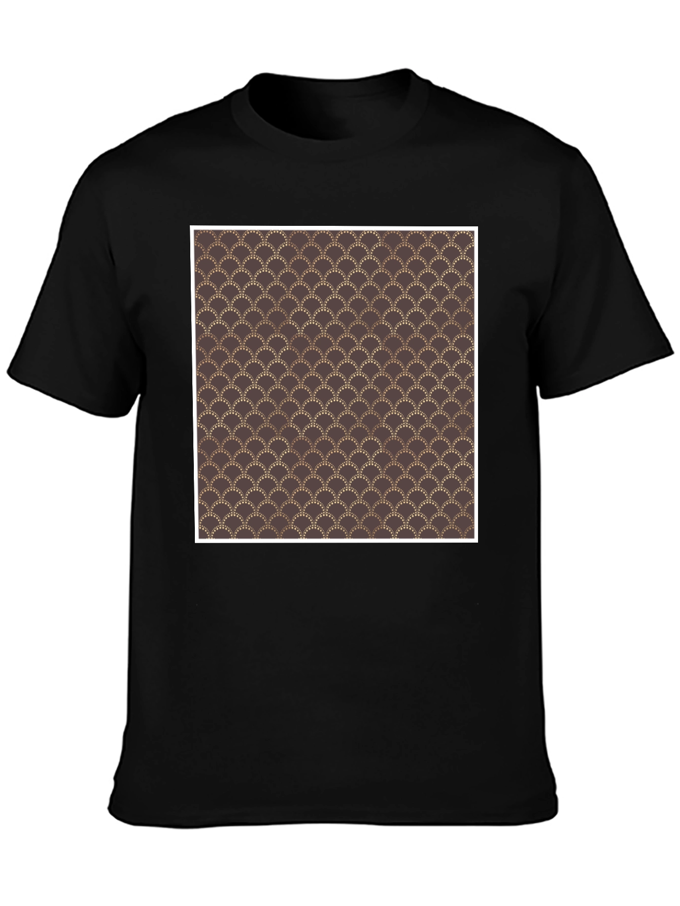 Black Art Deco Pattern Black T-Shirt view 3