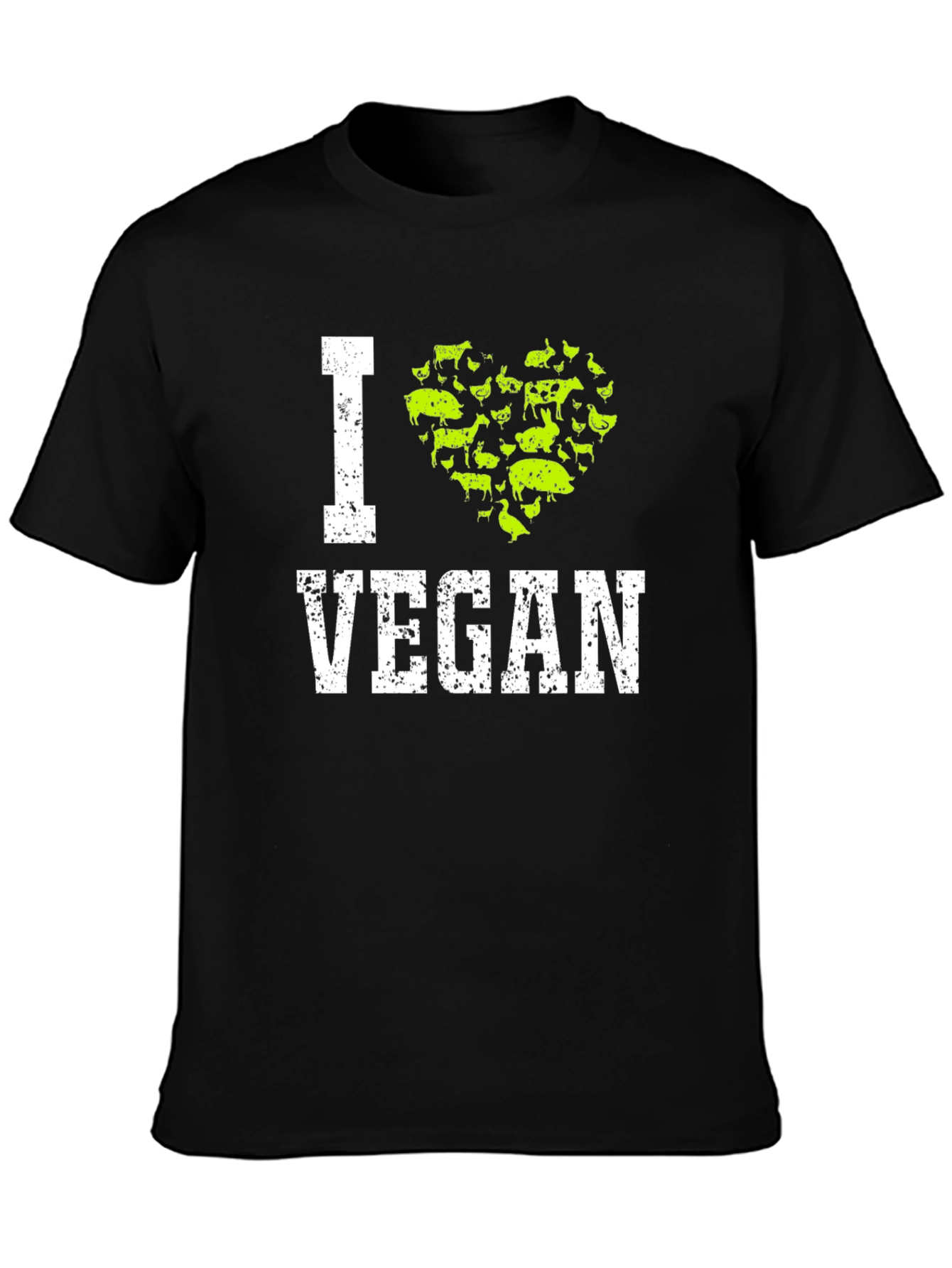 Black I Heart Vegan Graphic T-Shirt - Animal Lover Tee view 3