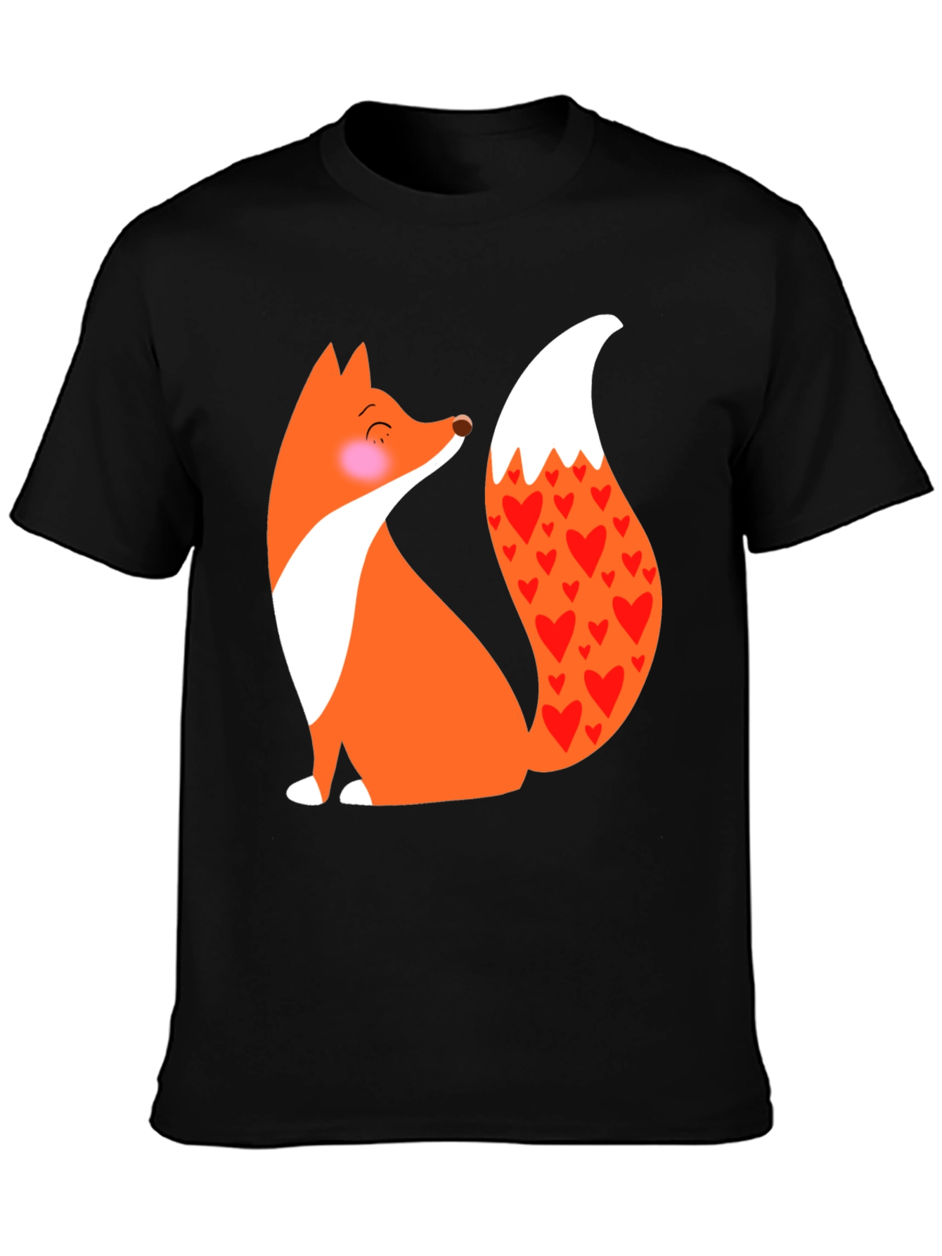 Black Fox with Hearts T-Shirt - Cute & Stylish Animal Tee view 3
