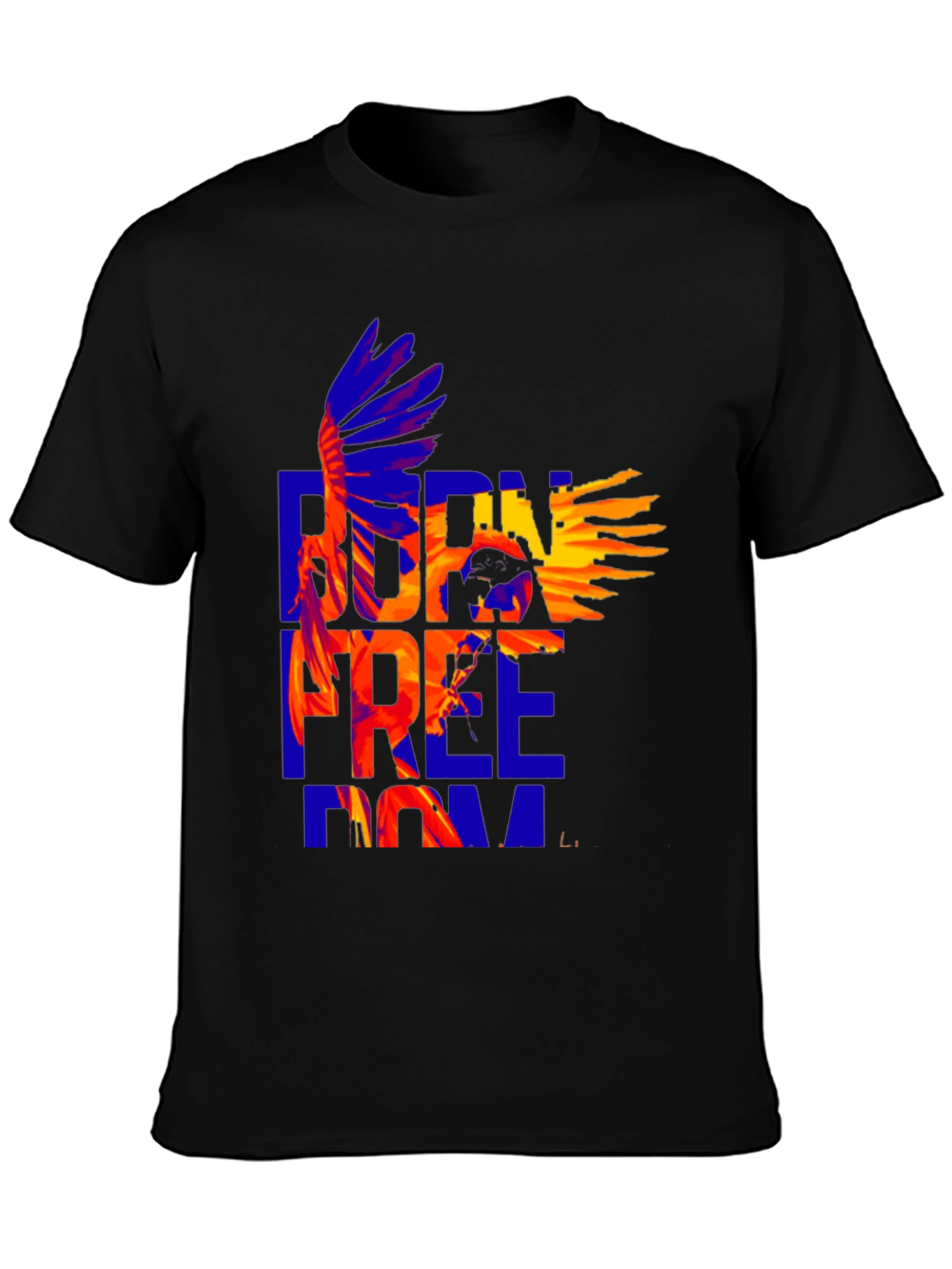 Black Born Free Eagle Graphic Tee - Stylish Cotton T-Shirt view 3