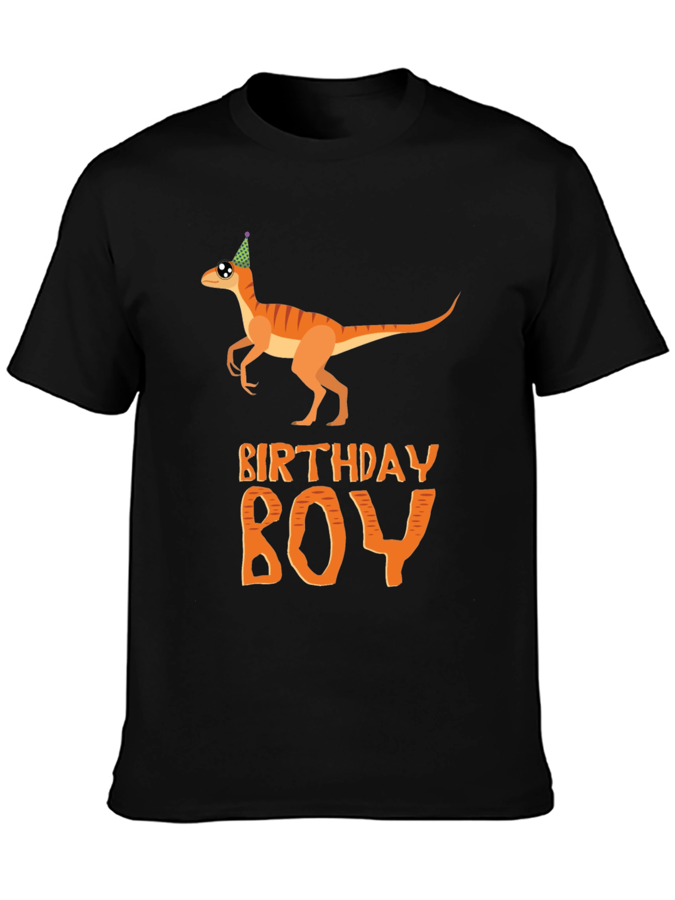 Black Birthday Boy T-Shirt Dinosaur Party Tee view 3