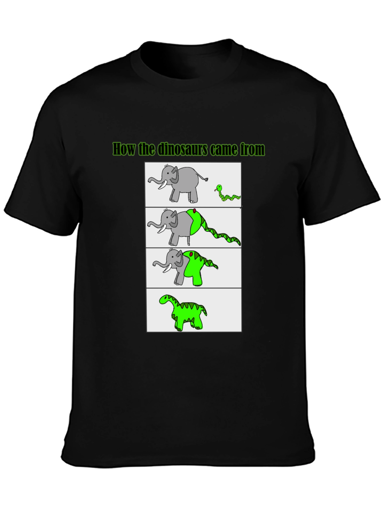 Black Funny Dinosaur Evolution Graphic T-Shirt view 3