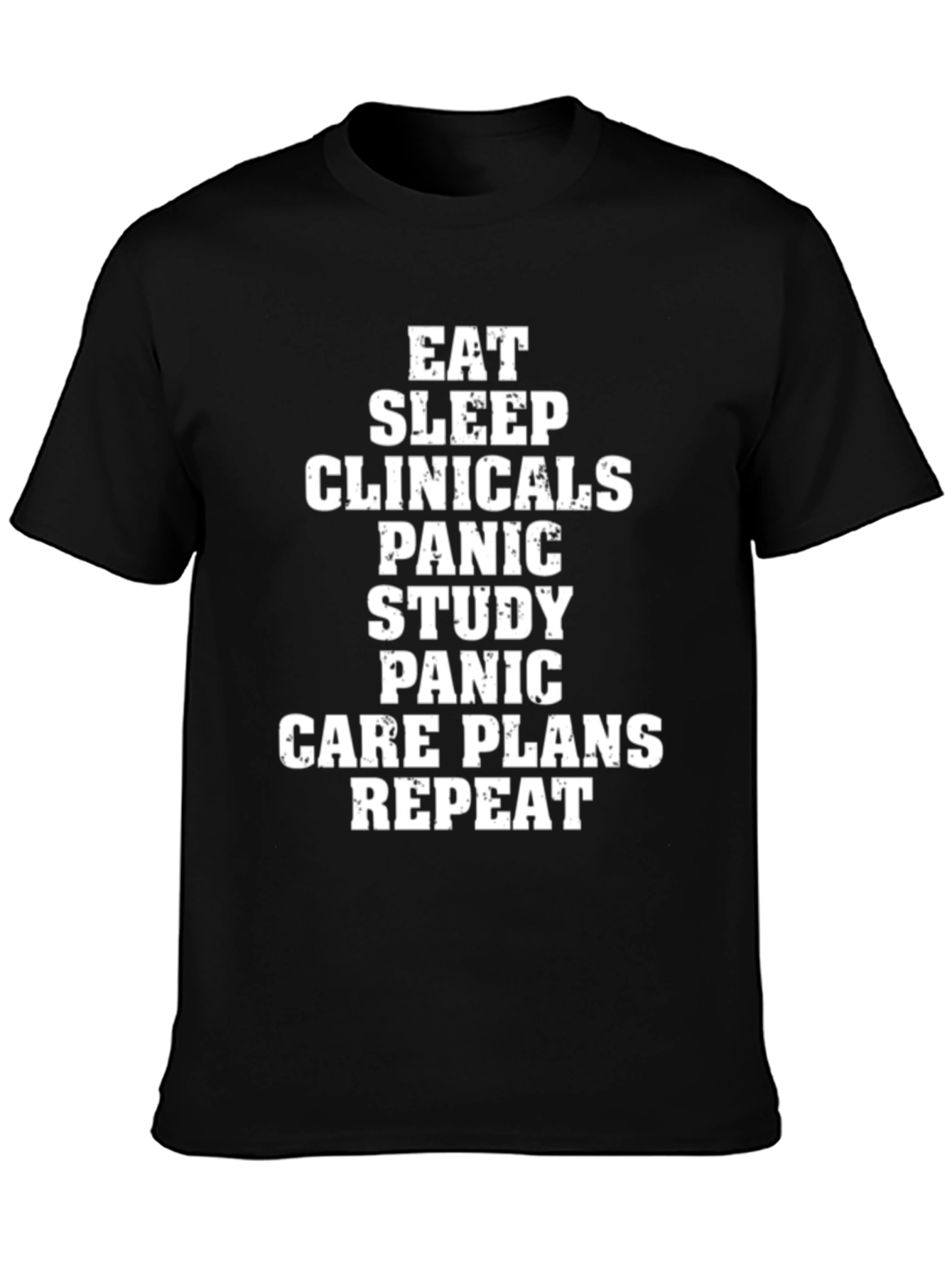 Black Eat Sleep Clinicals Panic Repeat Black T-Shirt view 3