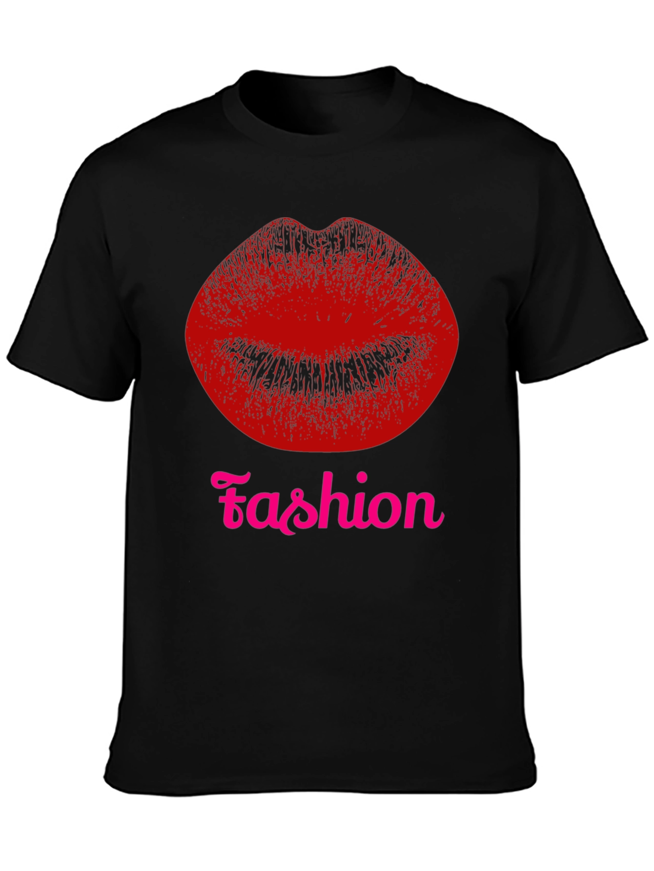 Black Fashion Lips Graphic Tee - Black T-Shirt view 3