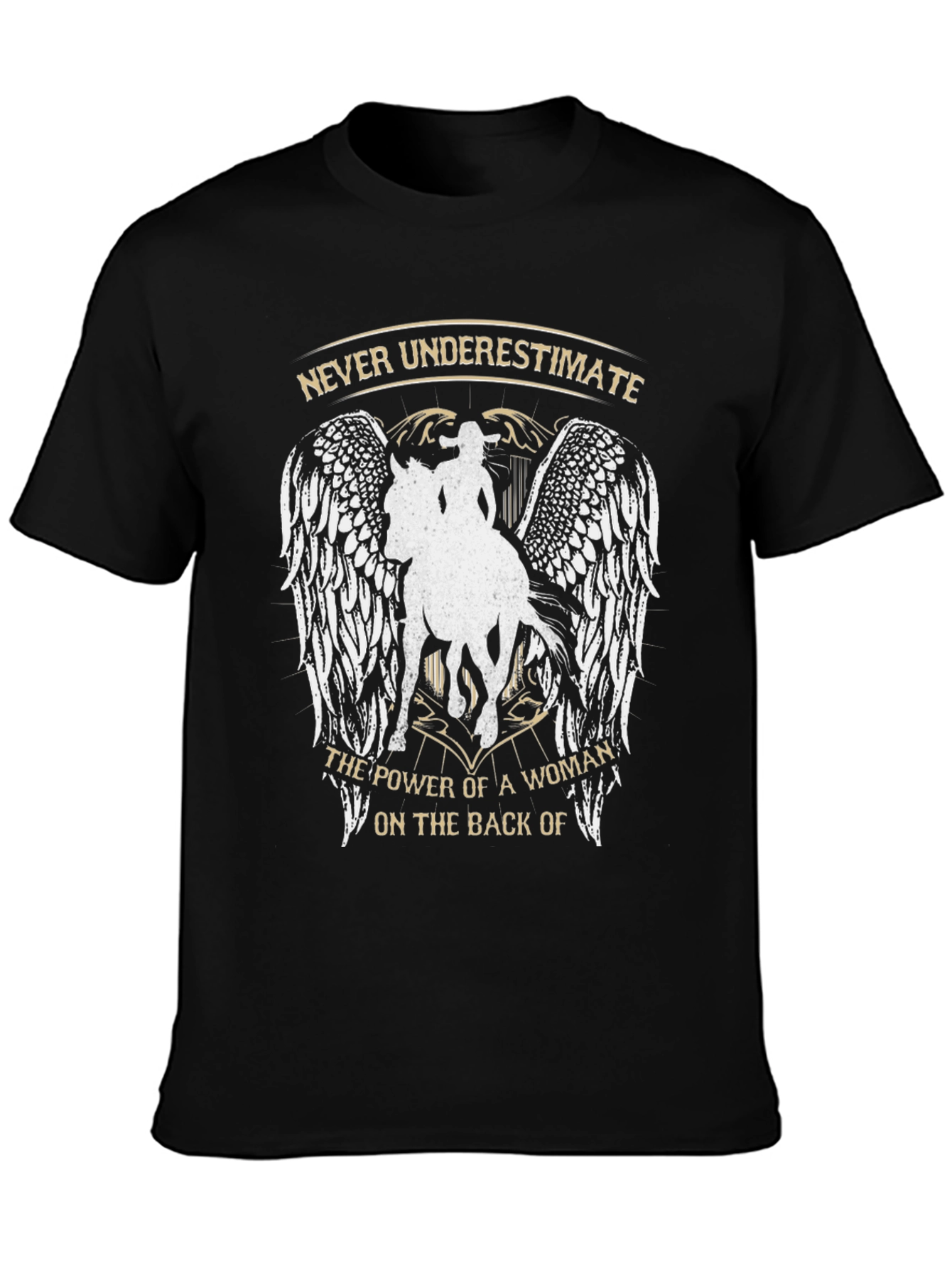 Black Never Underestimate Woman on Horseback Graphic Tee view 3