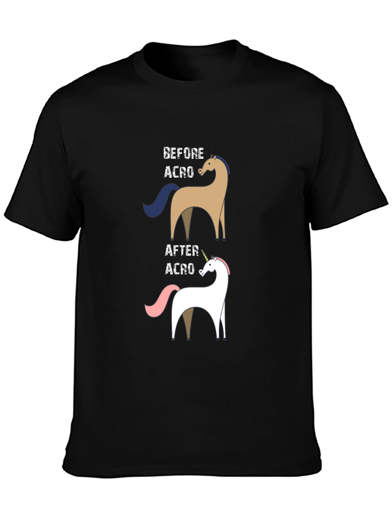 Black Funny Acro Unicorn T-Shirt view 3