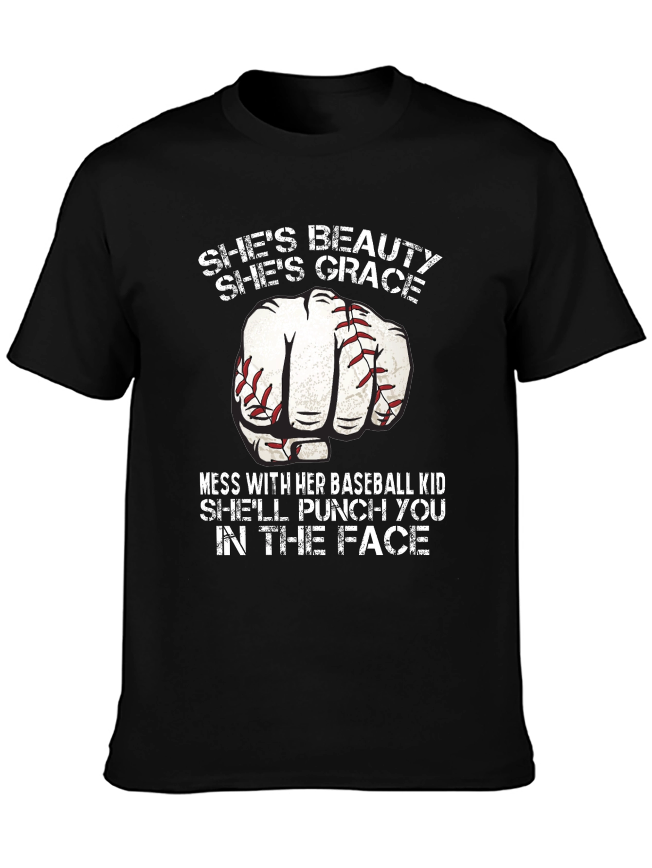 Black Baseball Mom Punch T-Shirt - Beauty and Grace view 3