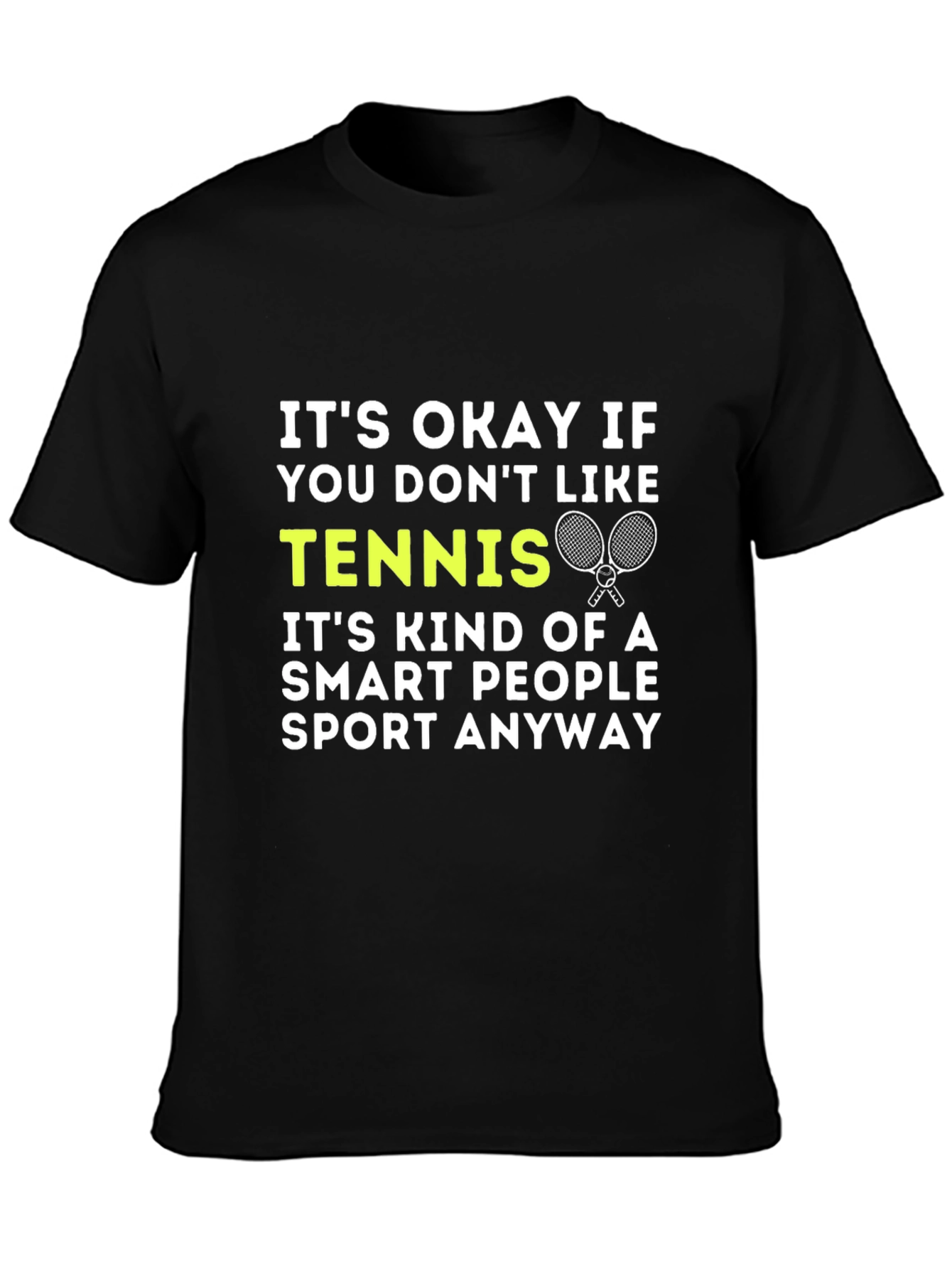 Black Funny Tennis Smart People Graphic T-Shirt view 3