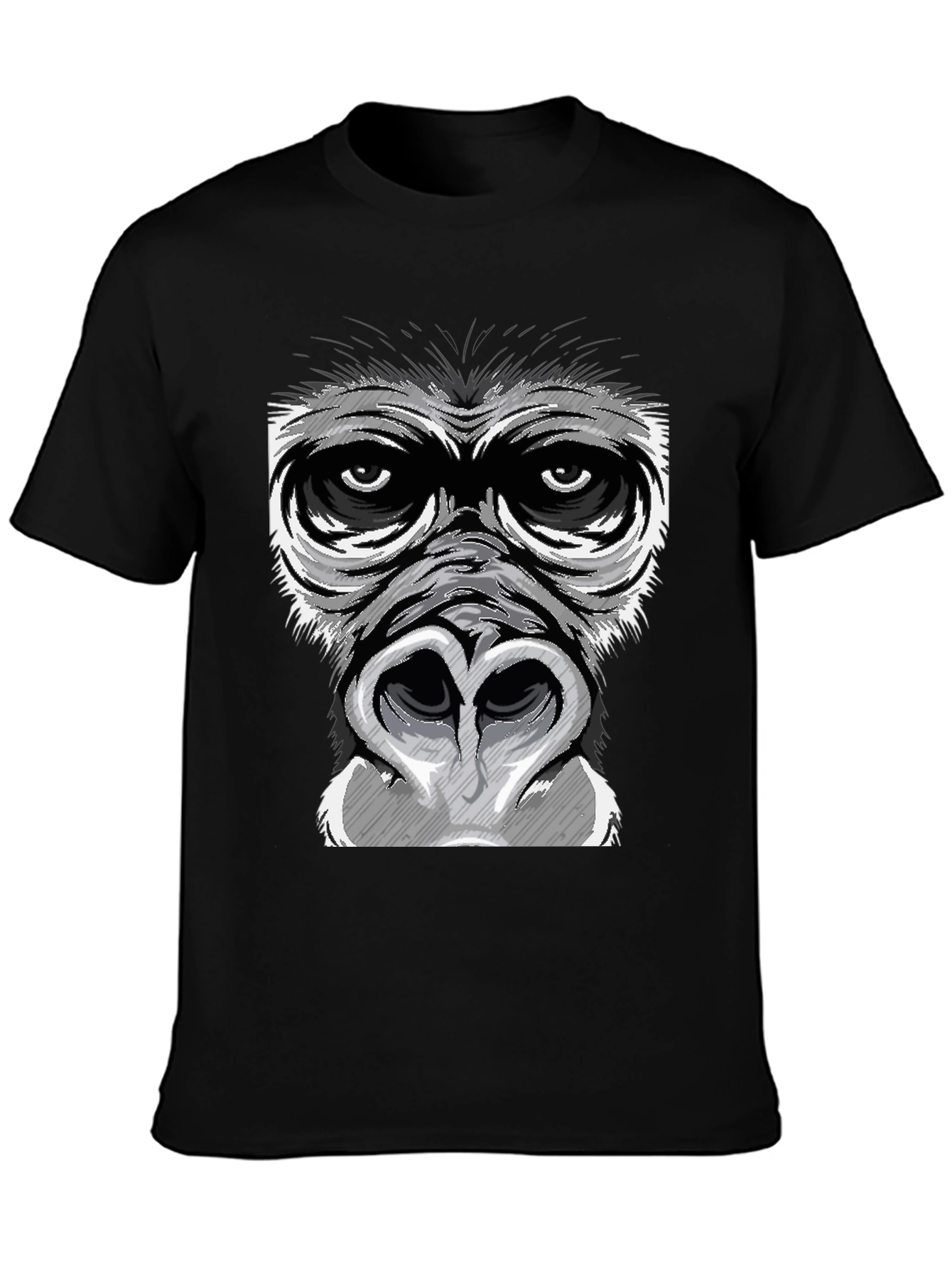 Black Gorilla Face Graphic Print Black T-Shirt view 3