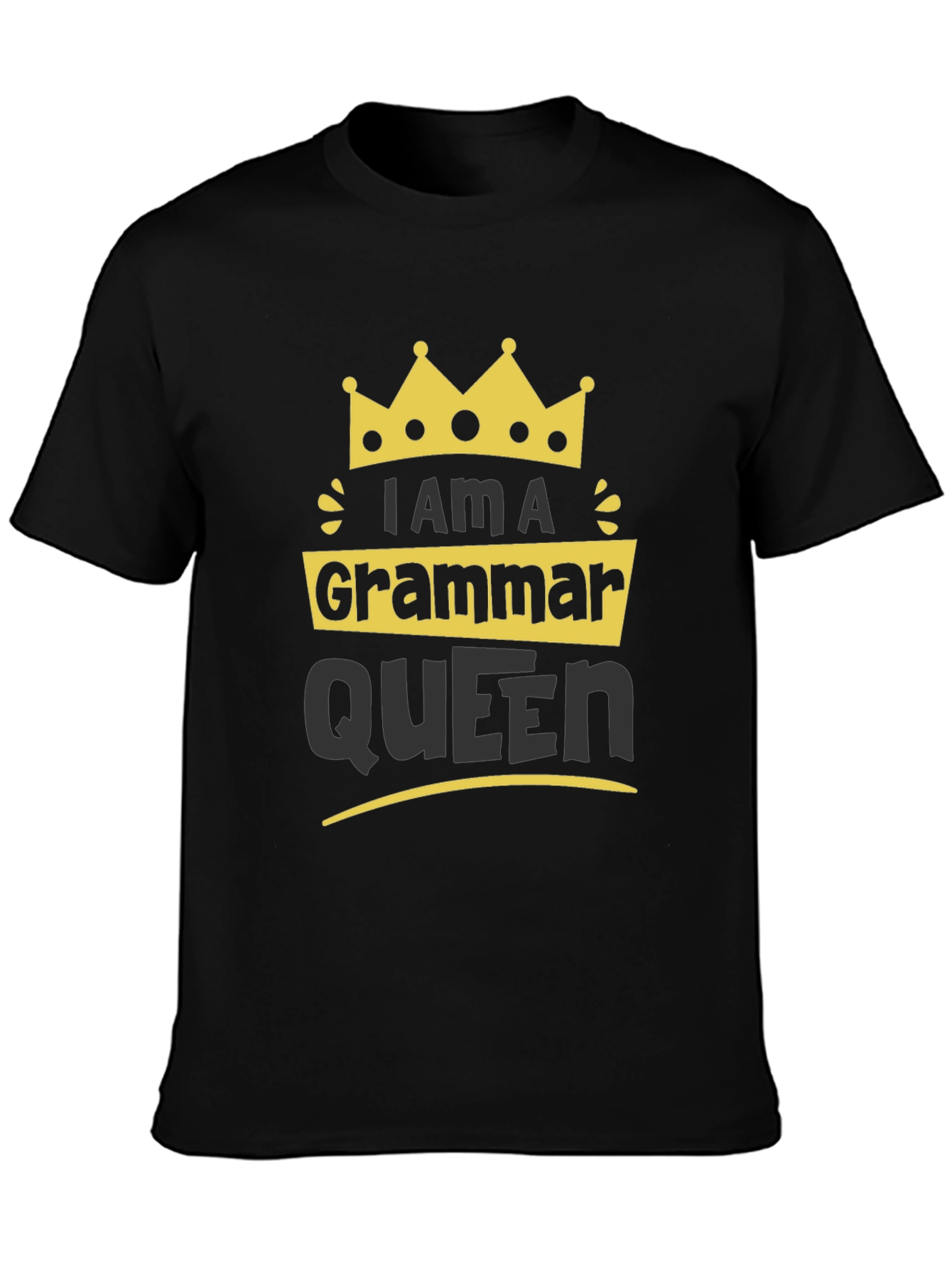 Black Grammar Queen T-Shirt - Funny Novelty Tee view 3