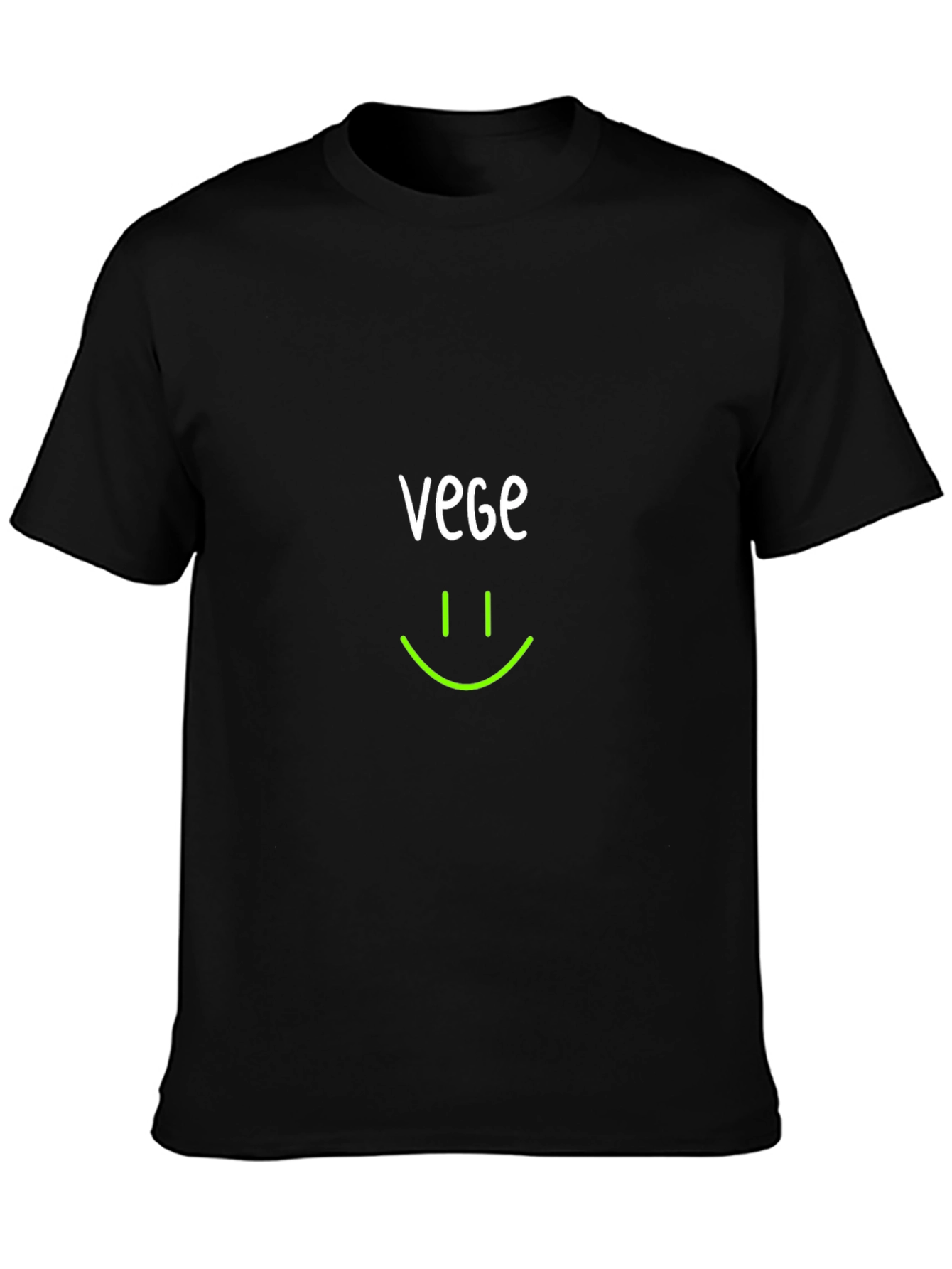 Black Vegan Smile T-Shirt -  Black, Crew Neck view 3