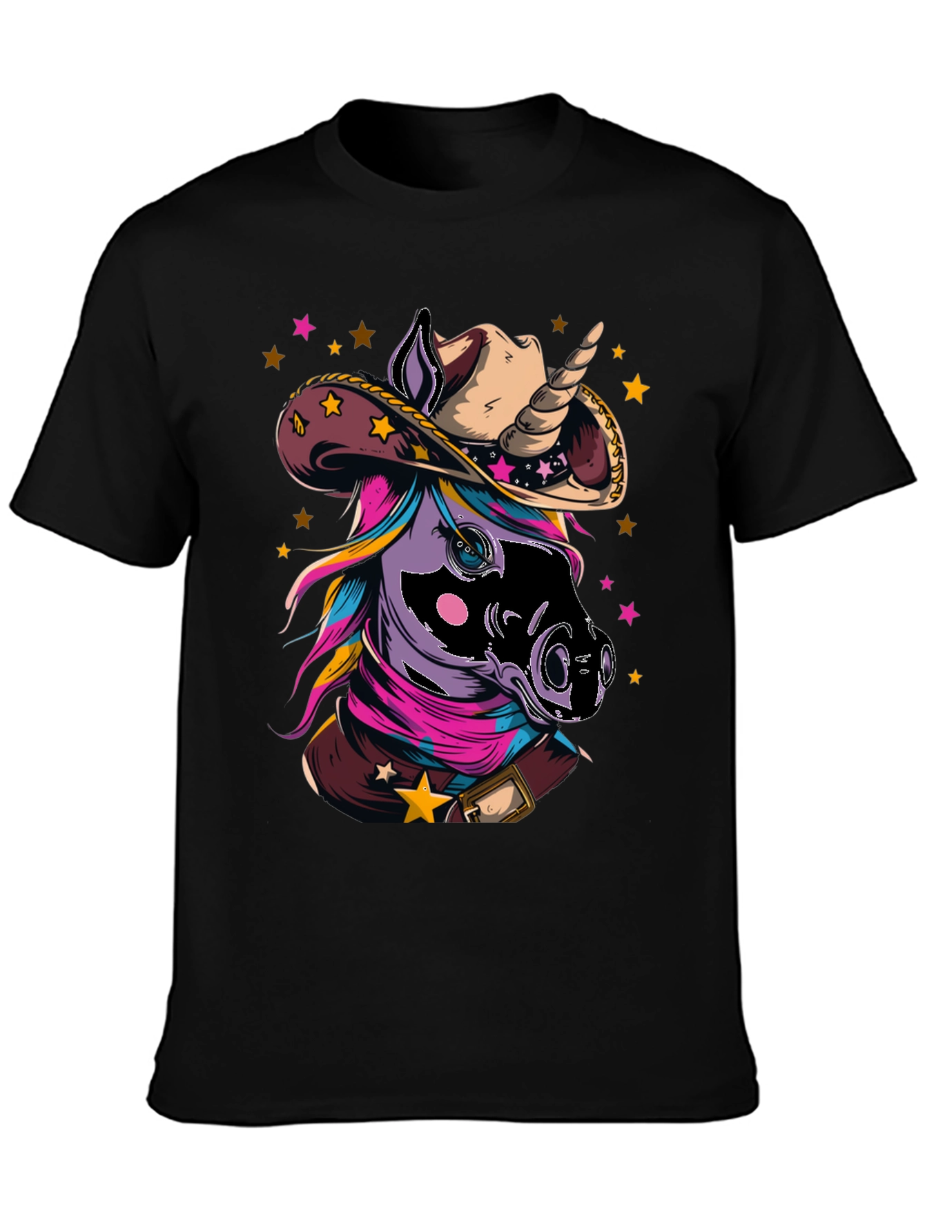 Black Cowboy Unicorn T-Shirt - Western Style Tee view 3