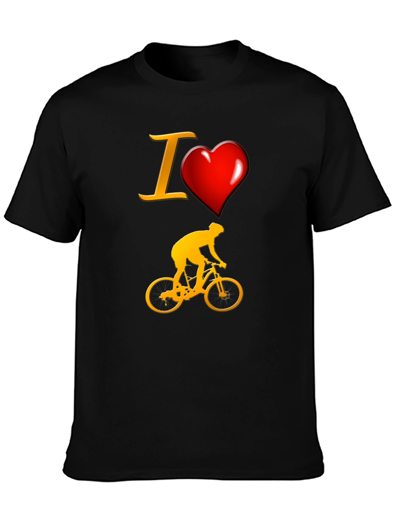 Black I Love Biking T-Shirt - Sporty Cyclist Tee view 3