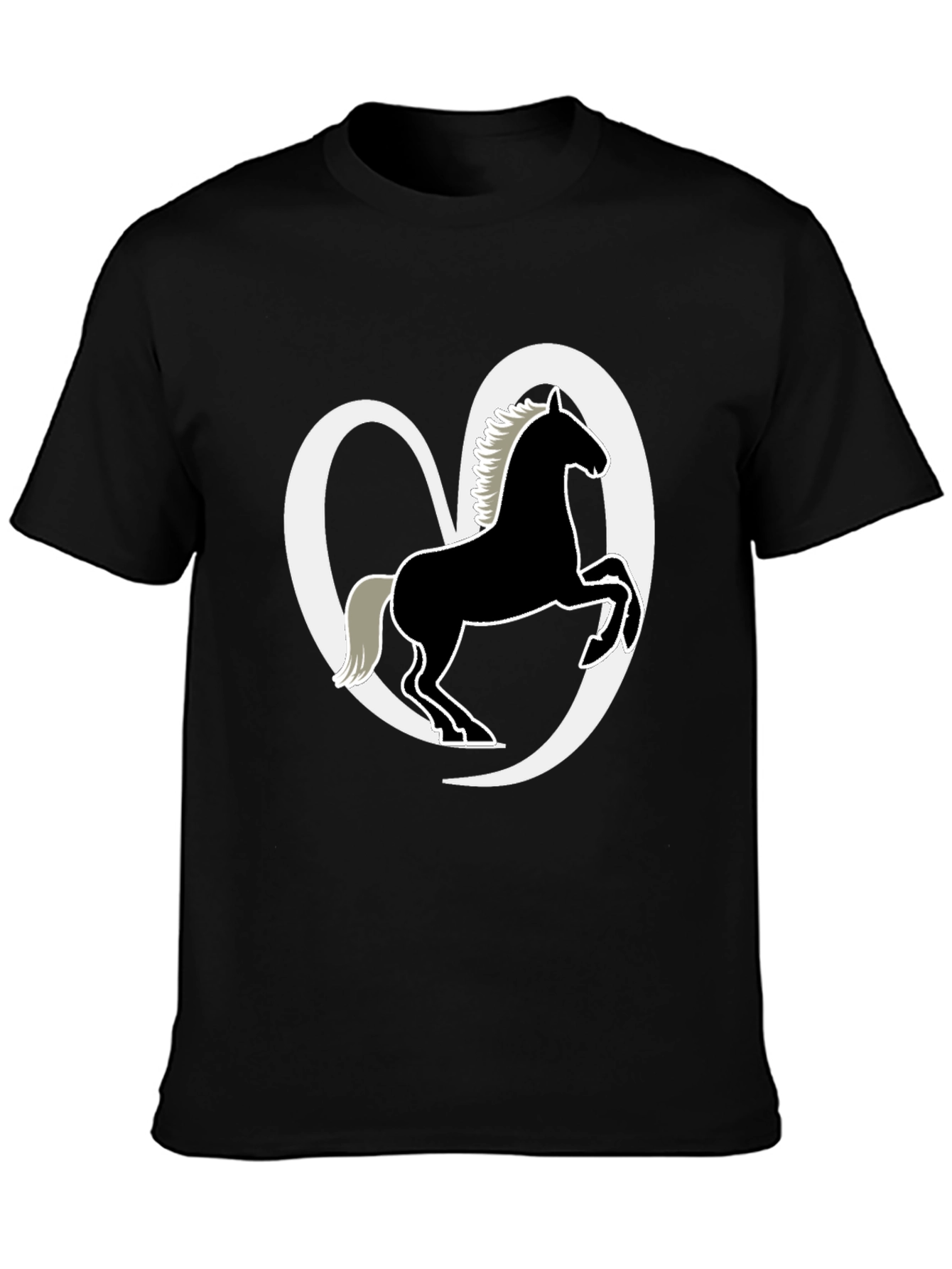 Black Horse Lover's Tee - Black Cotton Blend Shirt view 3