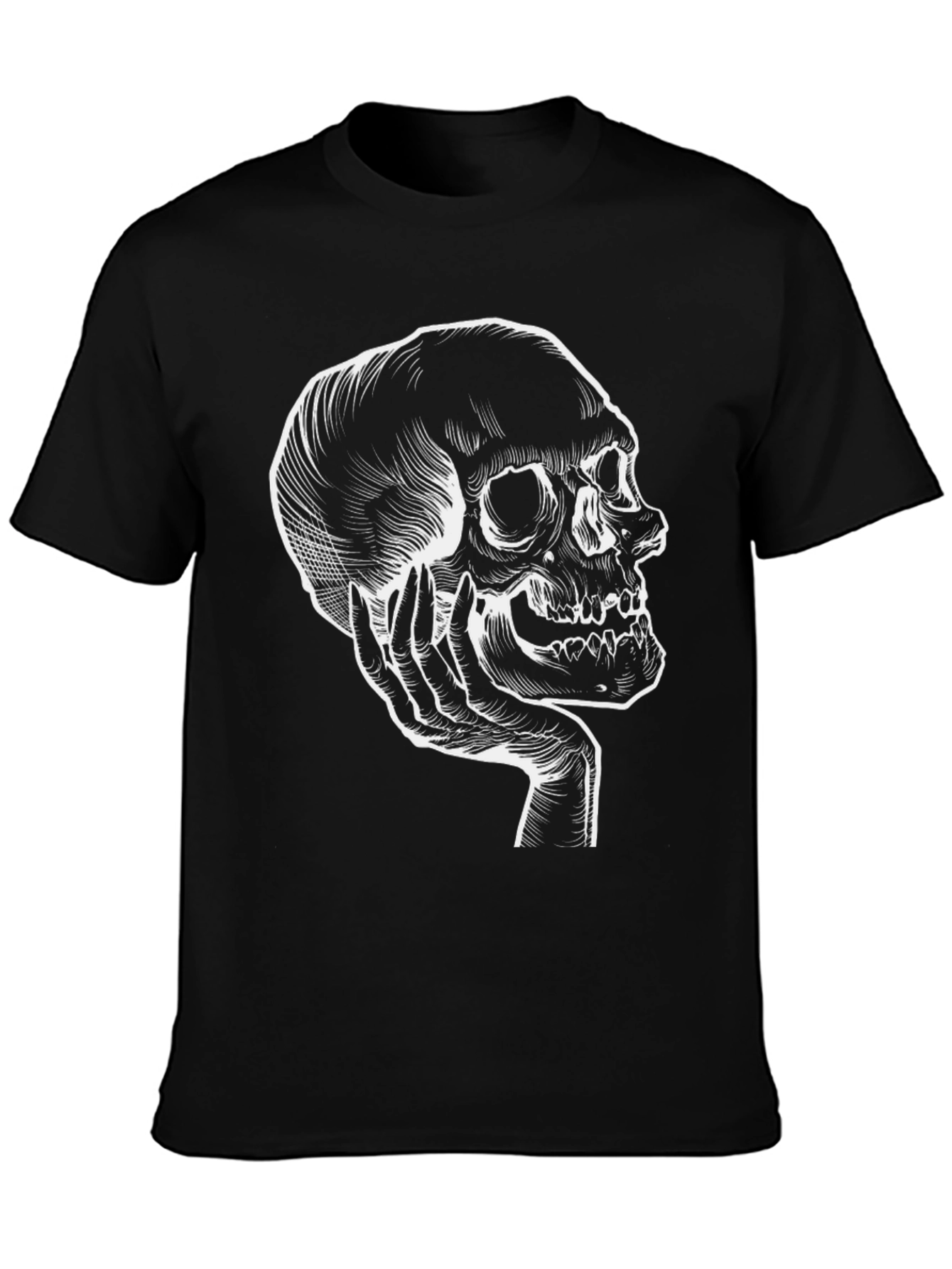 Skull Hand Graphic Tee - Black Cotton T-Shirt - 3
