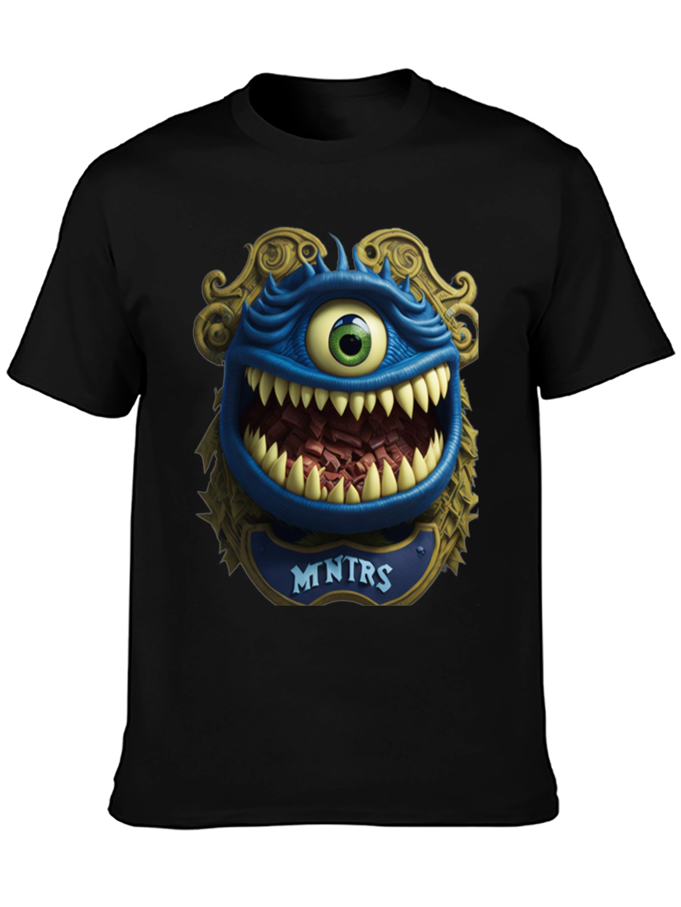 Black Monster Graphic T-Shirt: Mntrs Design view 3