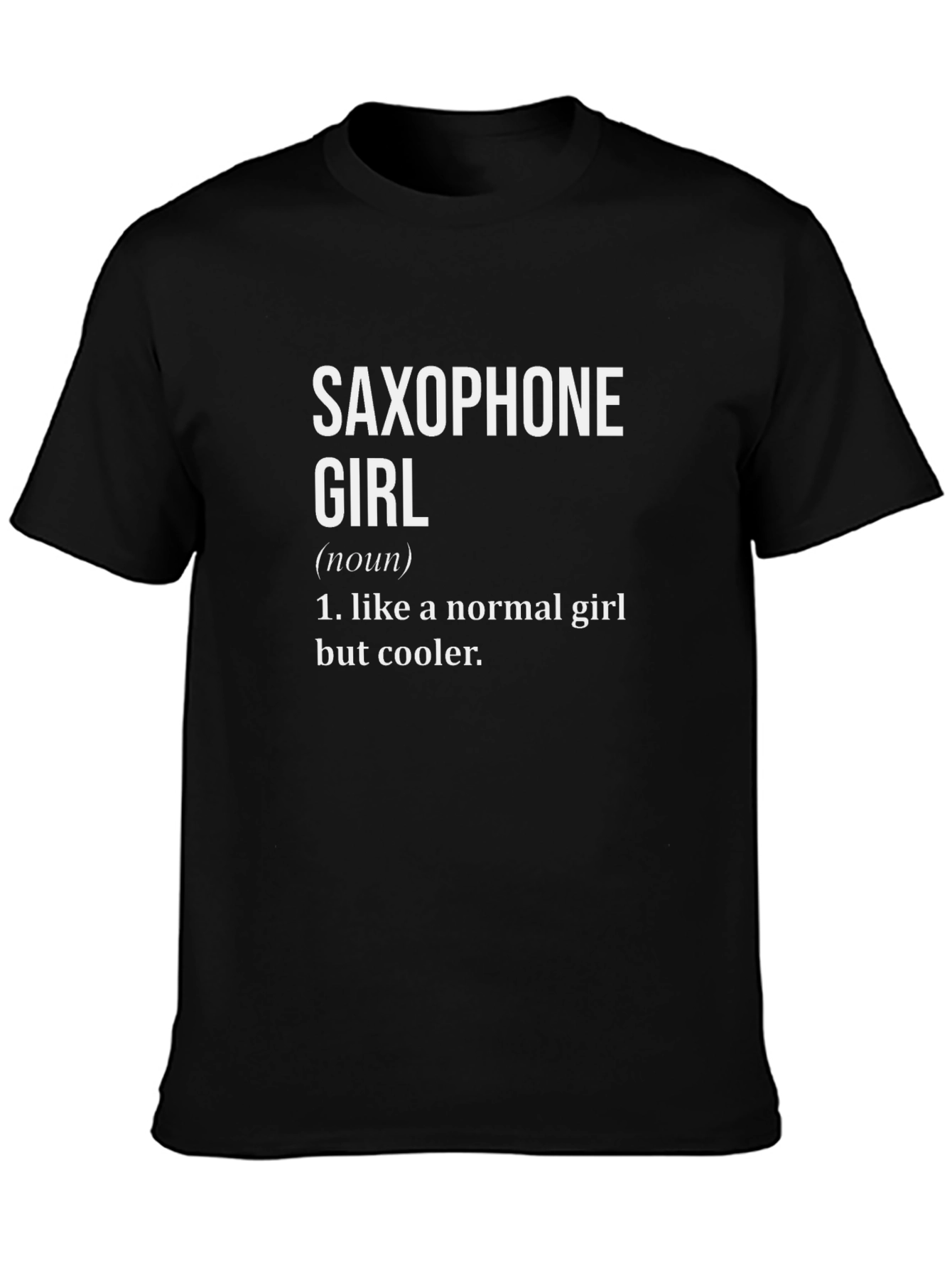 Black Saxophone Girl Definition Black T-Shirt view 3
