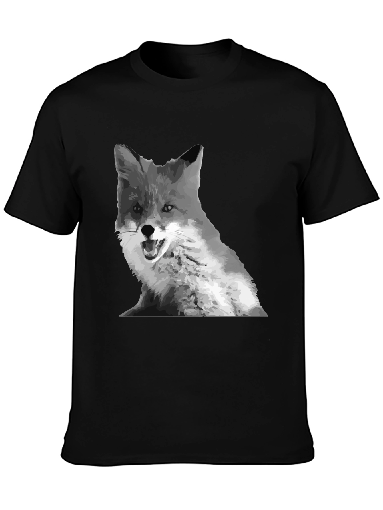 Black Fox Graphic Print Crew Neck T-Shirt view 3