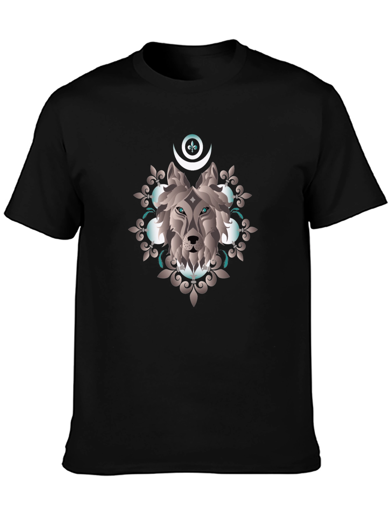 Black Mystic Wolf Graphic T-Shirt - Black view 3