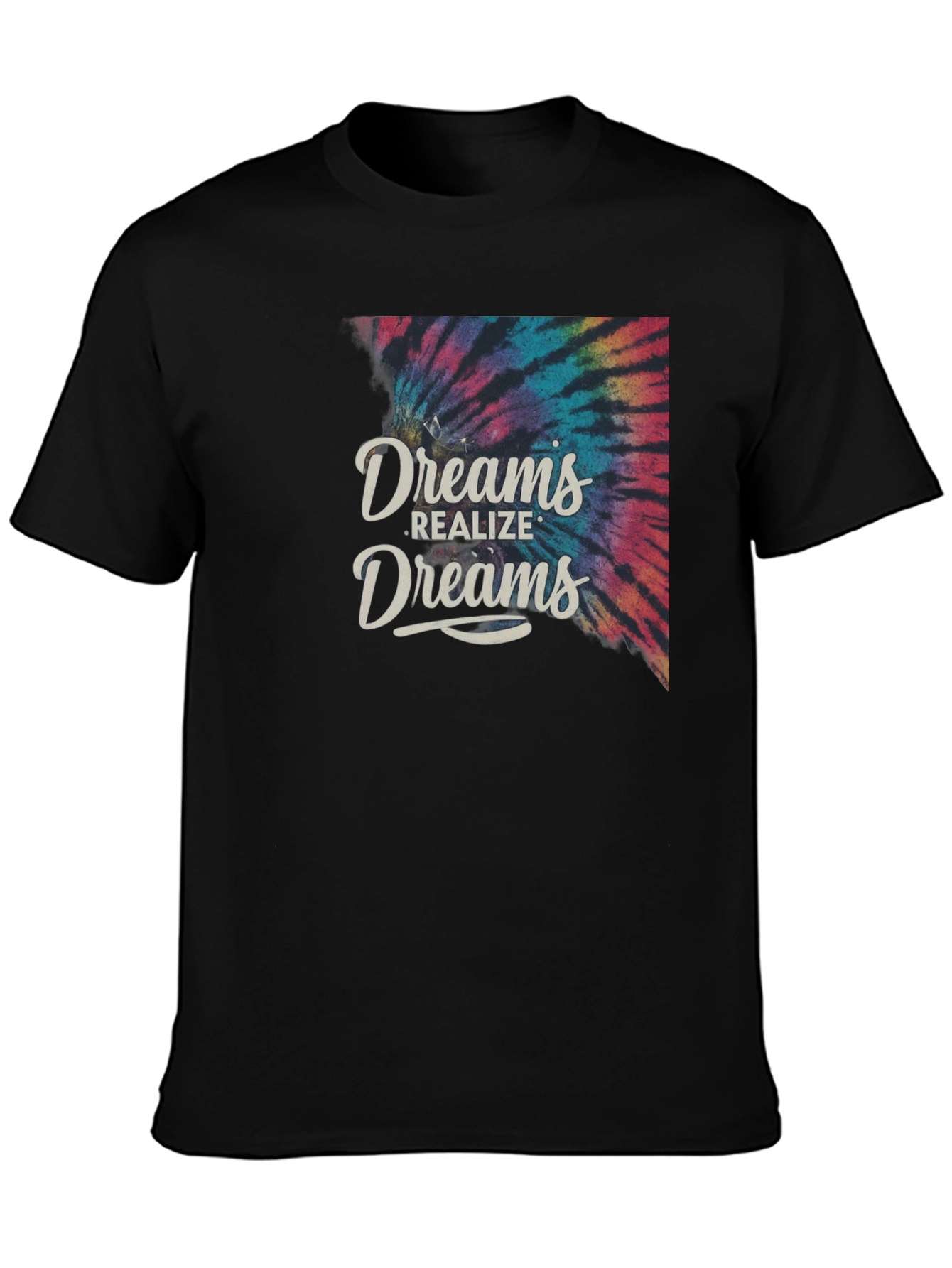 Black Dreams Realize Dreams Tie-Dye Graphic T-Shirt view 3