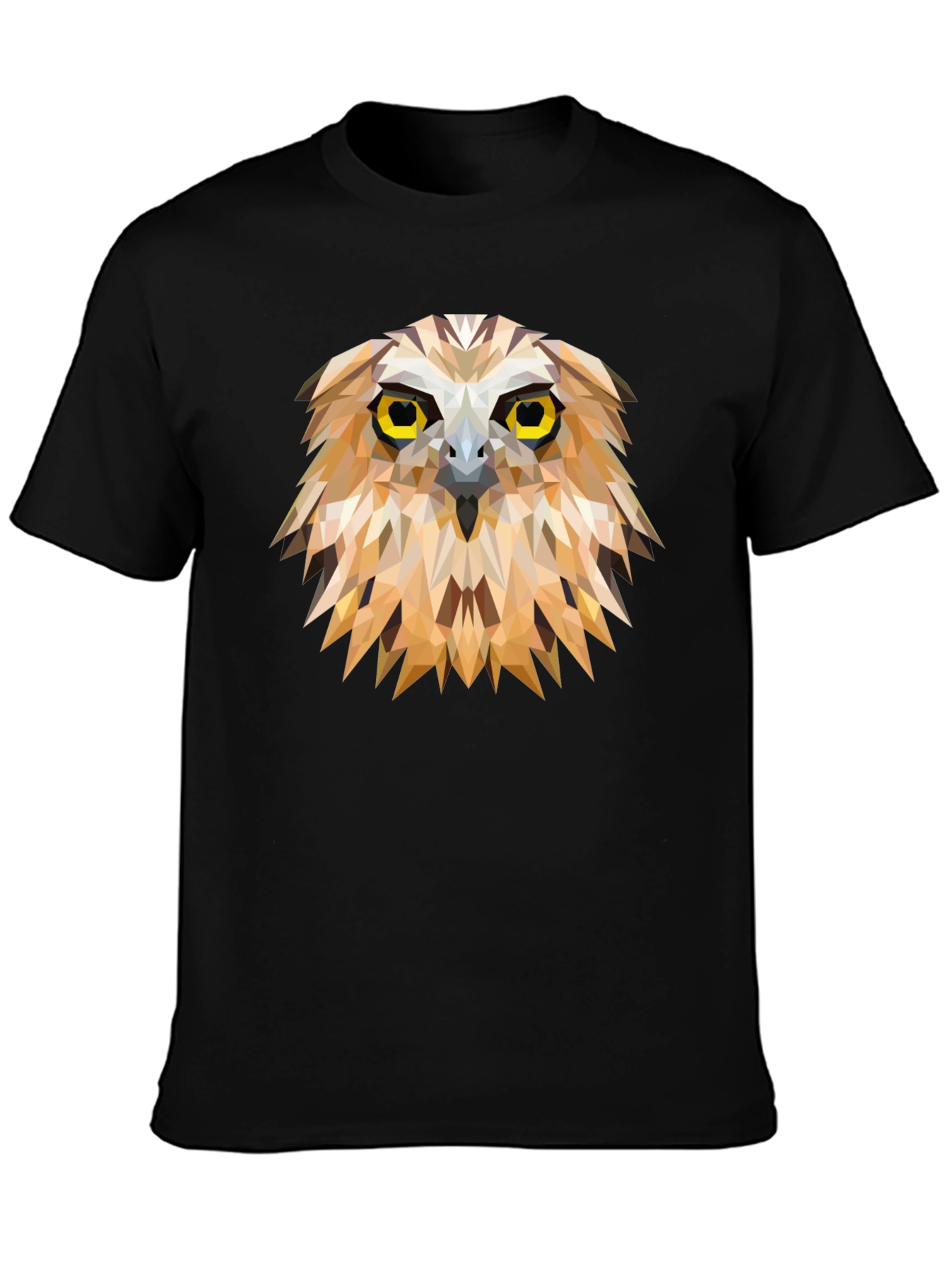 Black Geometric Owl Graphic Tee - Unique Men's Black T-Shirt view 3