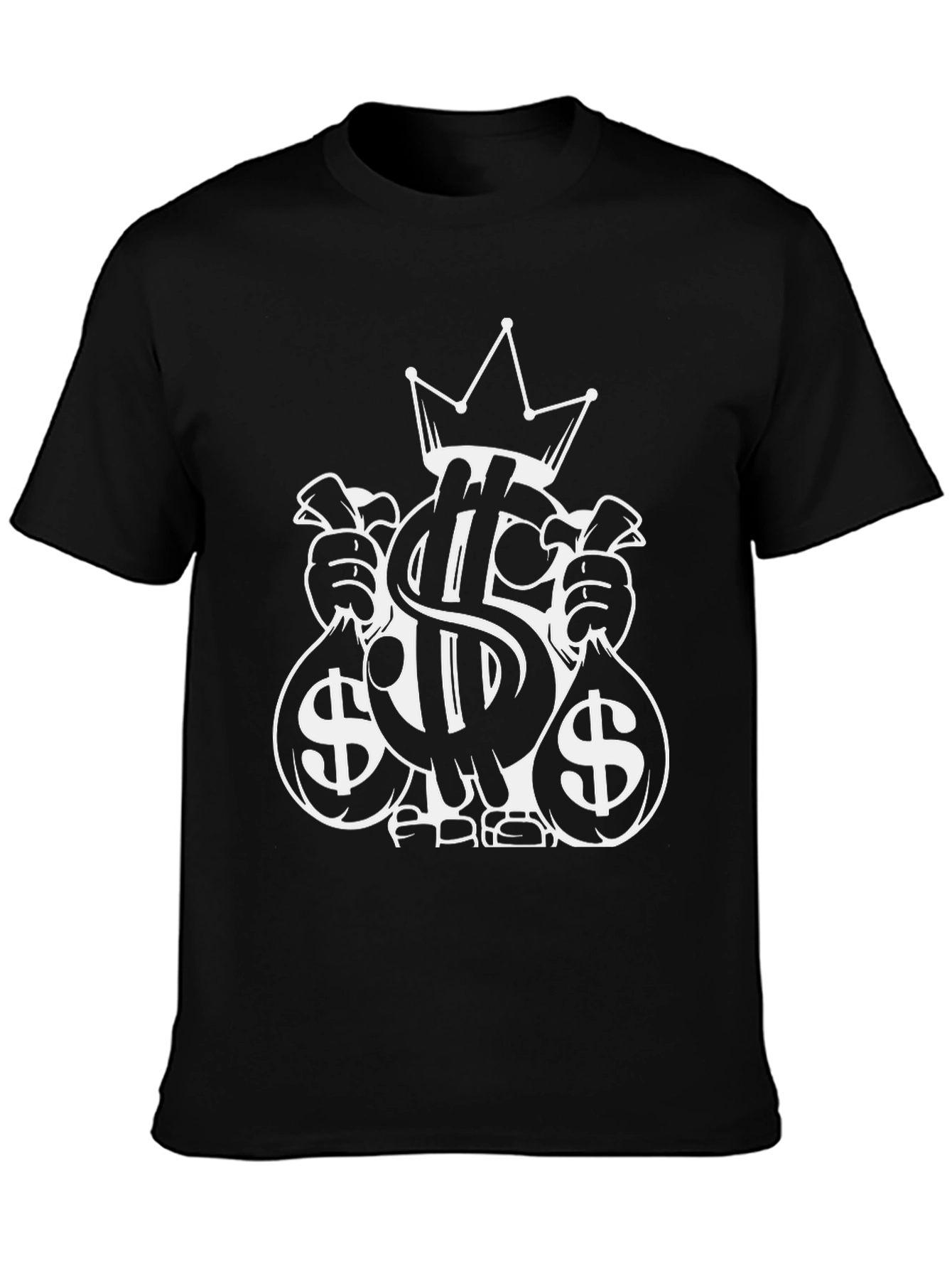 Black Money Bags Crown Graphic Tee - Black view 3
